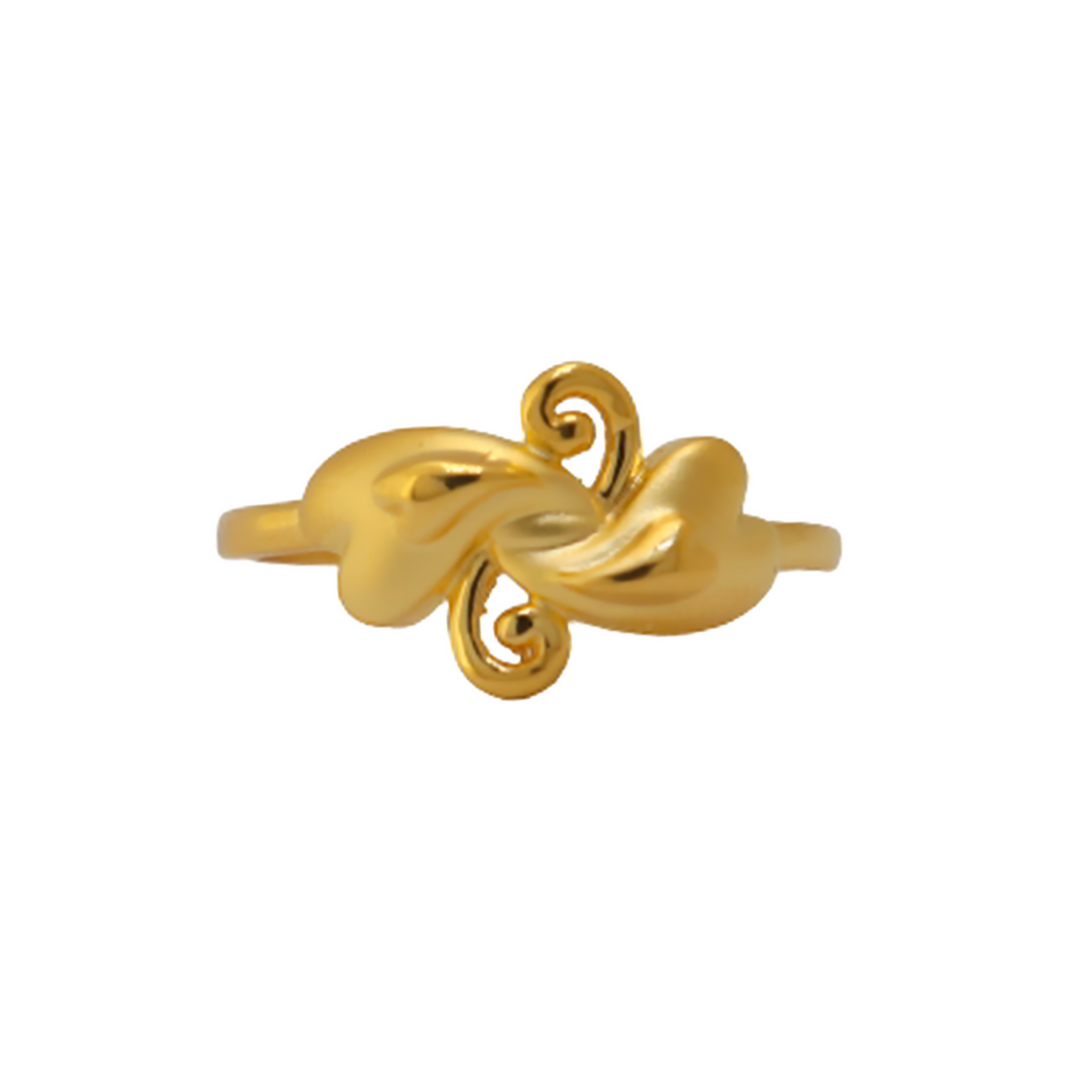 22k Gold Plain Two Hearts Ring - Image 2