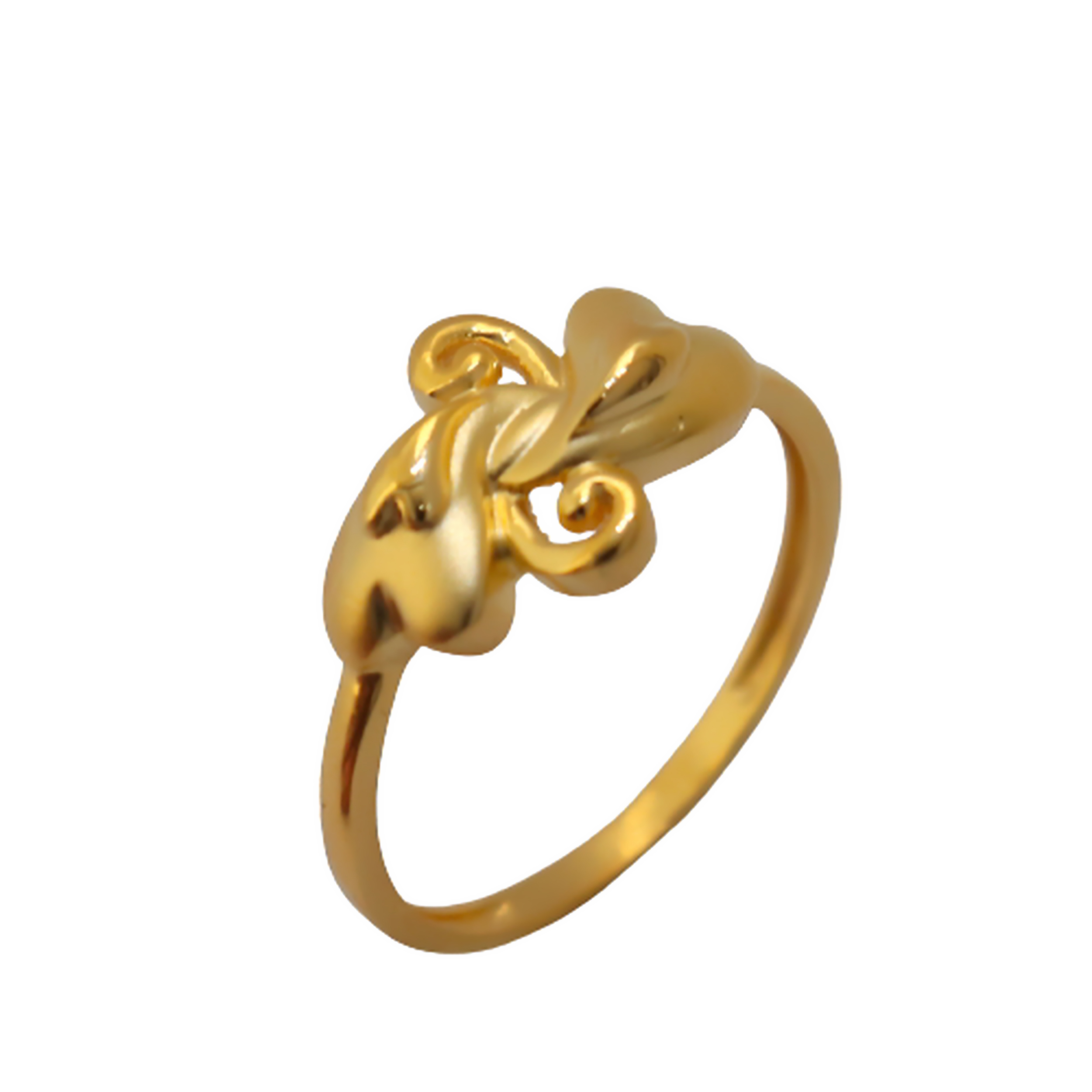 22k Gold Plain Two Hearts Ring