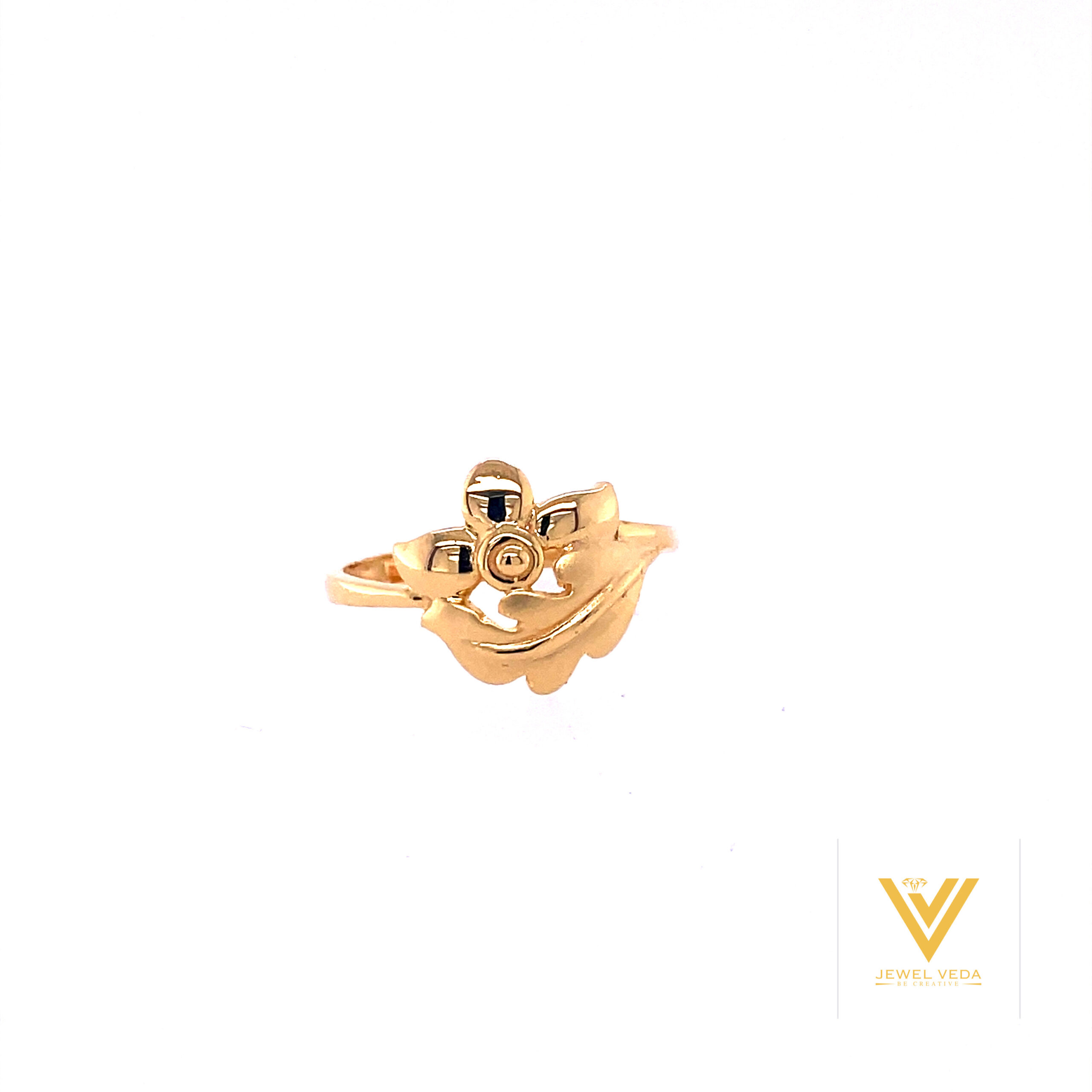 22k Gold Plain Flower n Petals Ring - Image 3