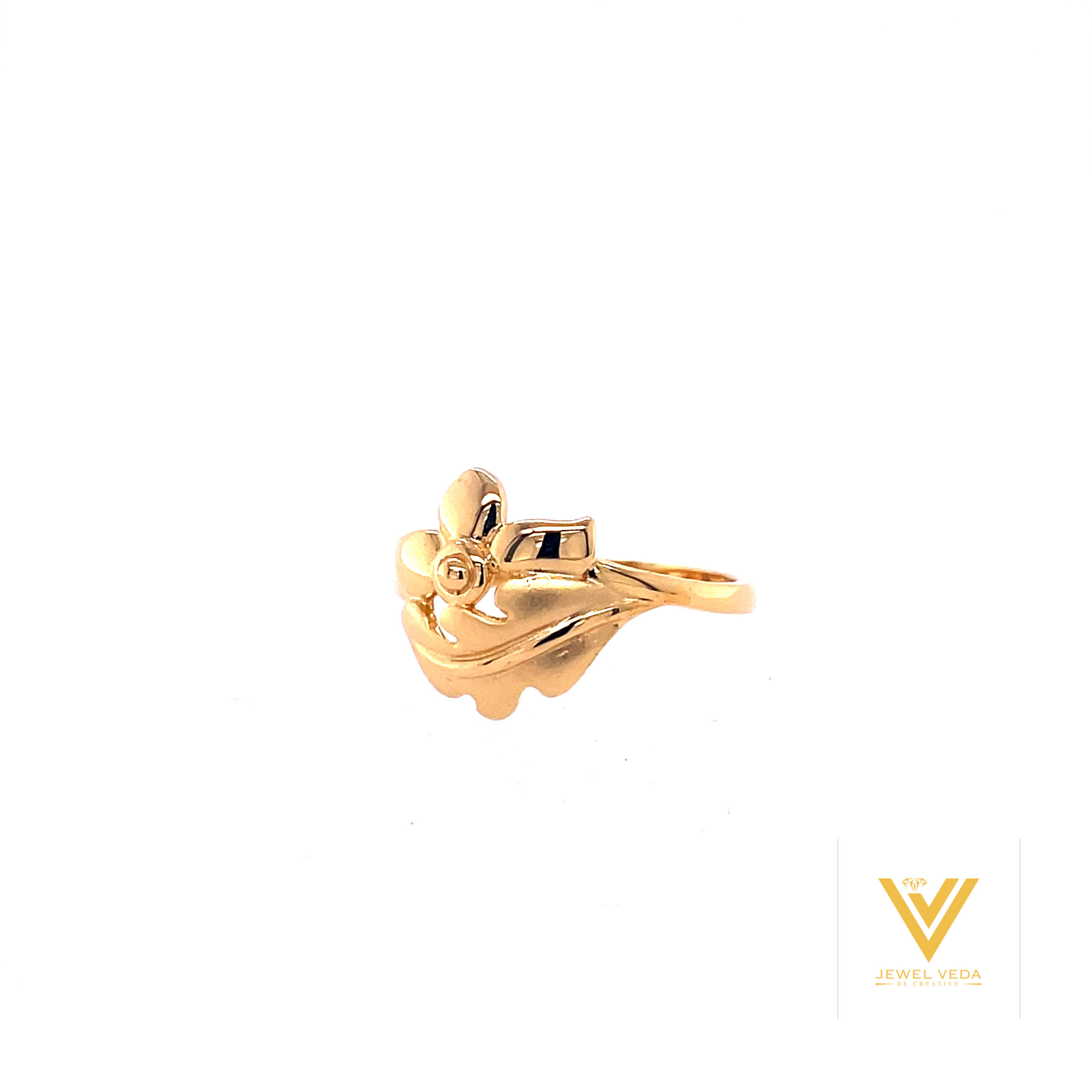 22k Gold Plain Flower n Petals Ring - Image 2