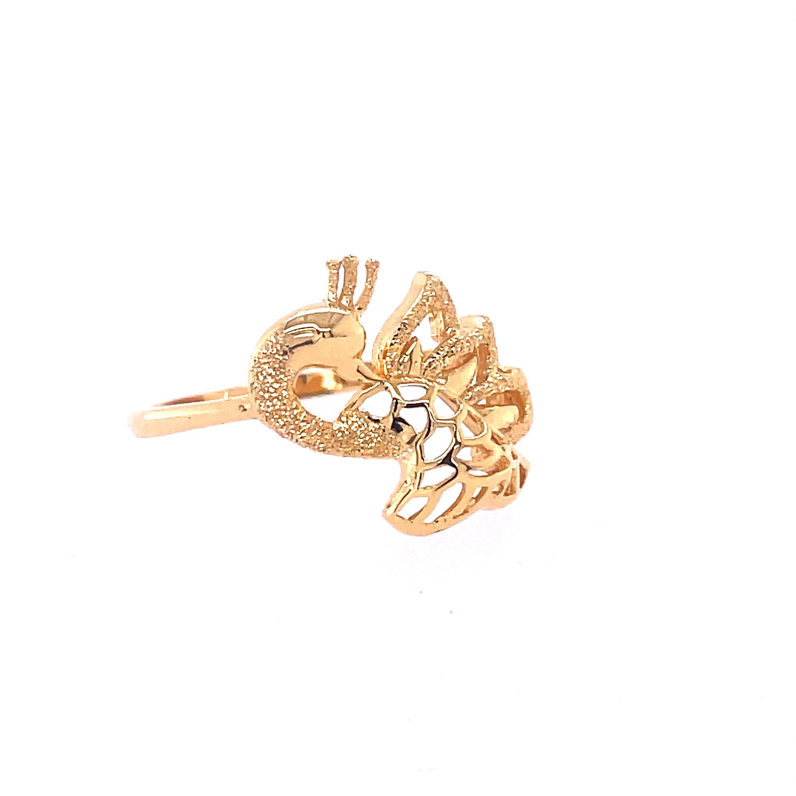 22k Gold Plain Peacock Ring
