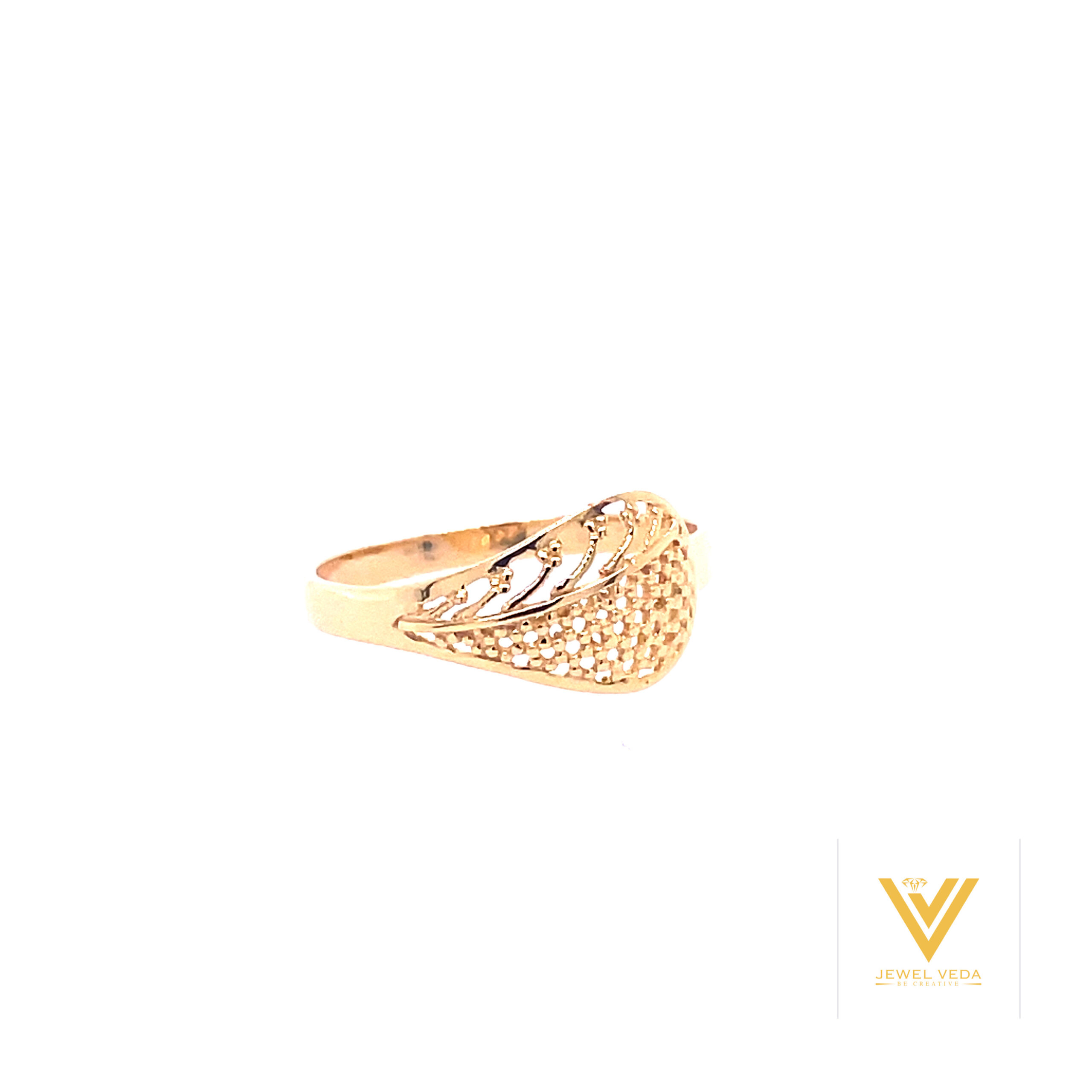 22k Gold Plain Jaali Ring - Image 3
