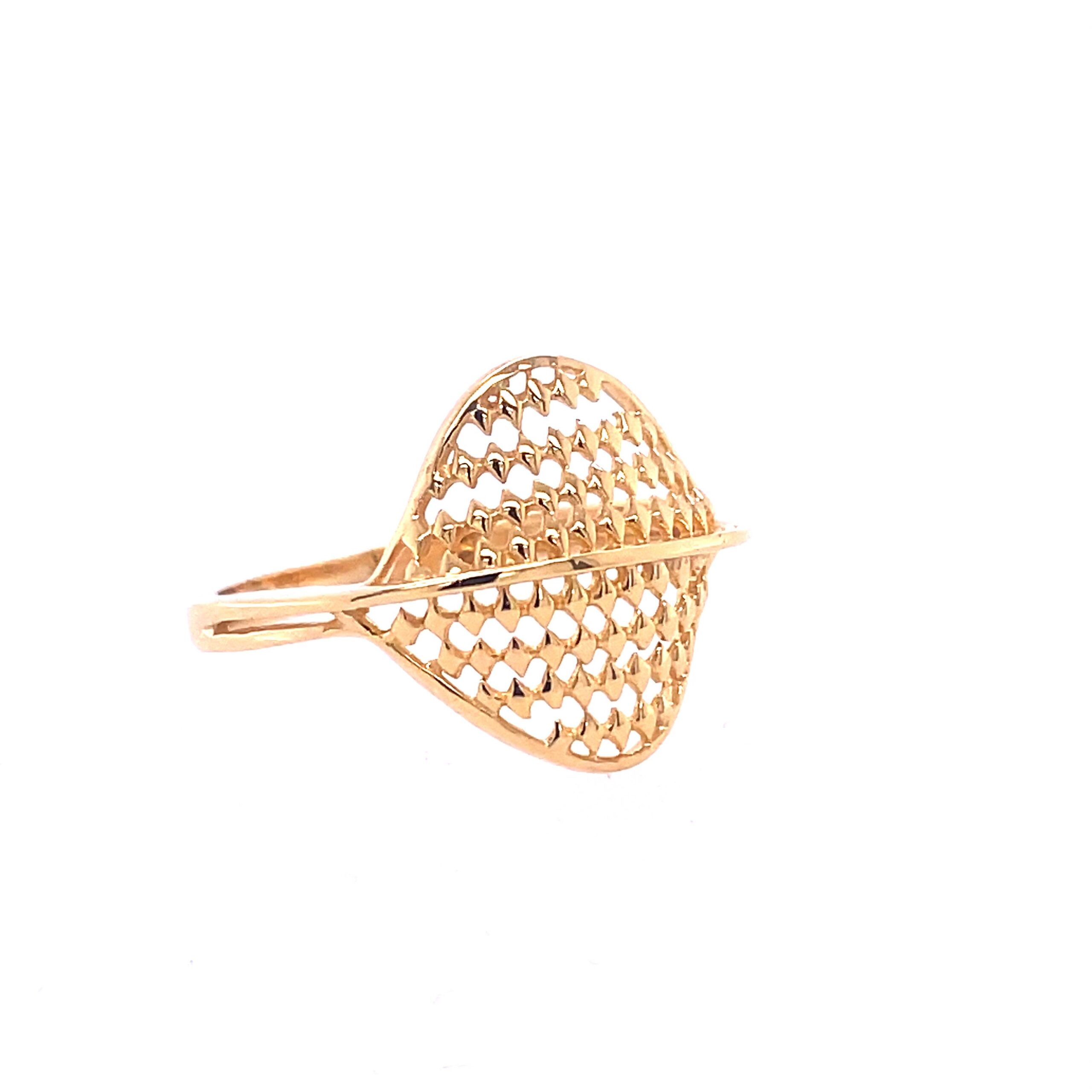 22k Gold Plain Jaali Ring