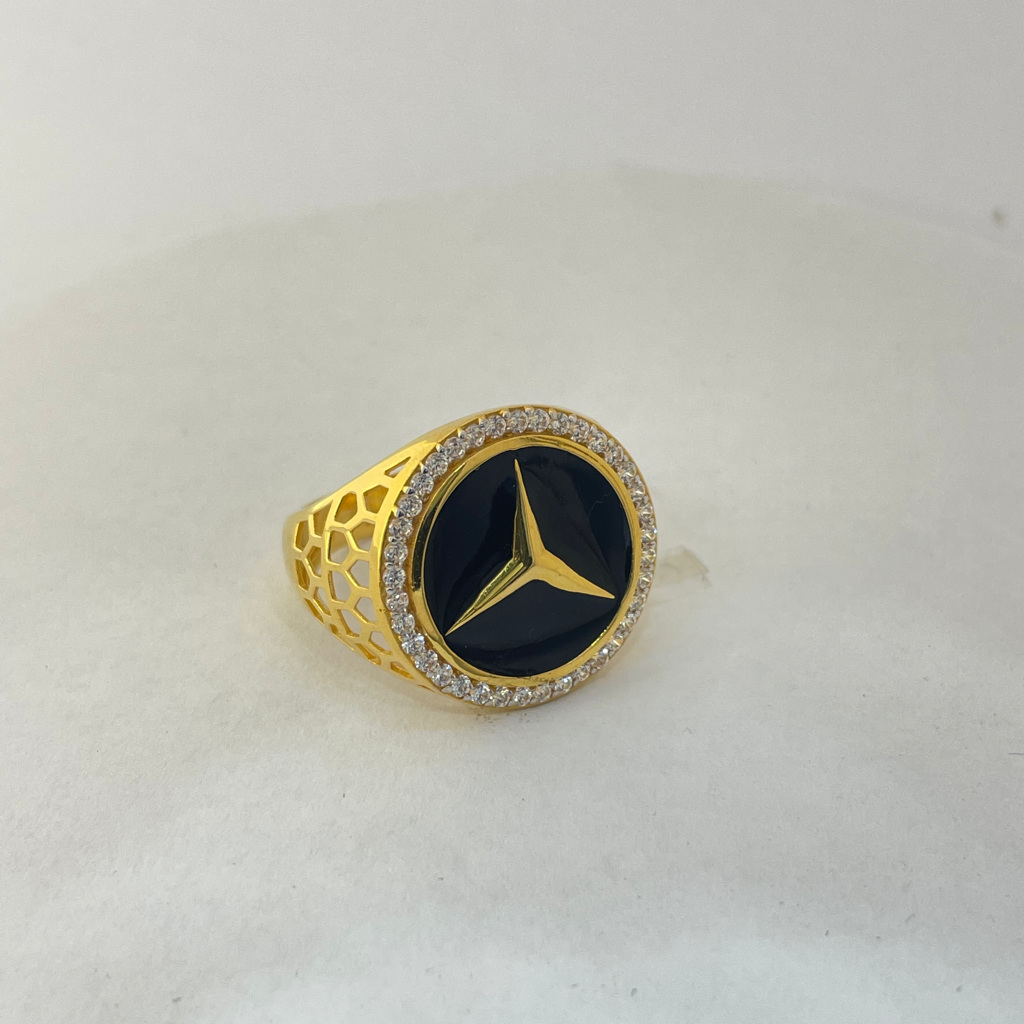 22K gold Big Mercedes Ring