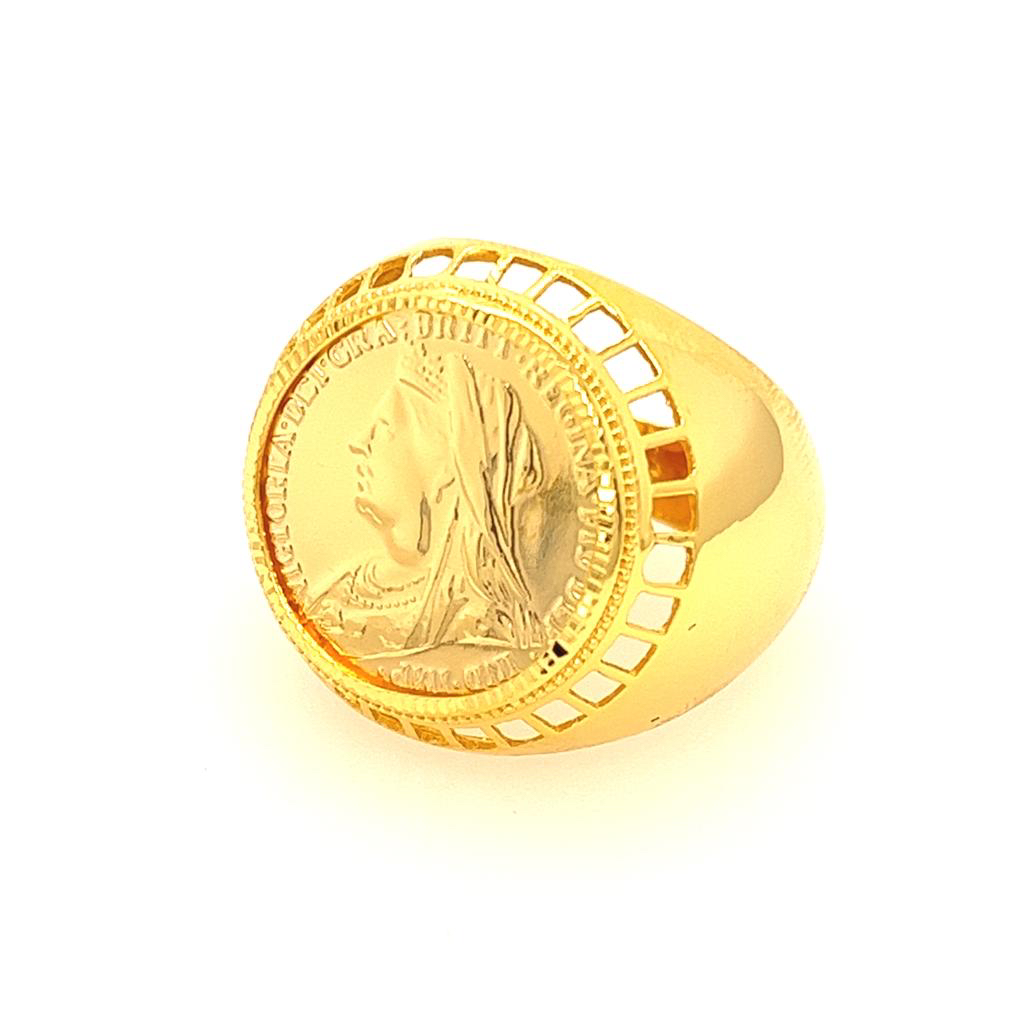 22K Gold Big Queen Ginni Ring - Image 2