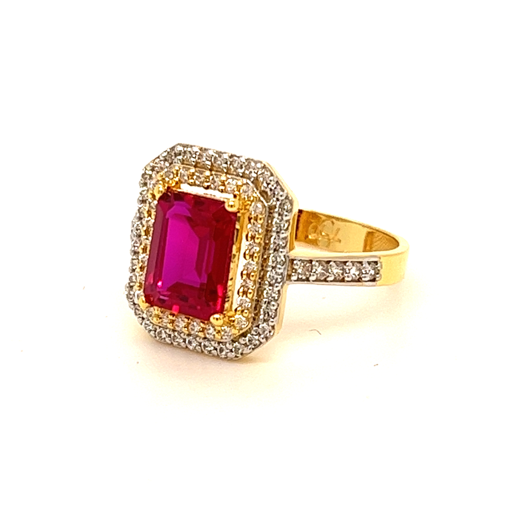 22k Gold CZ With Beautiful ruby Ring - Image 2