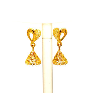 22k Yellow Gold Traditional Jhumki  Plain Earrings