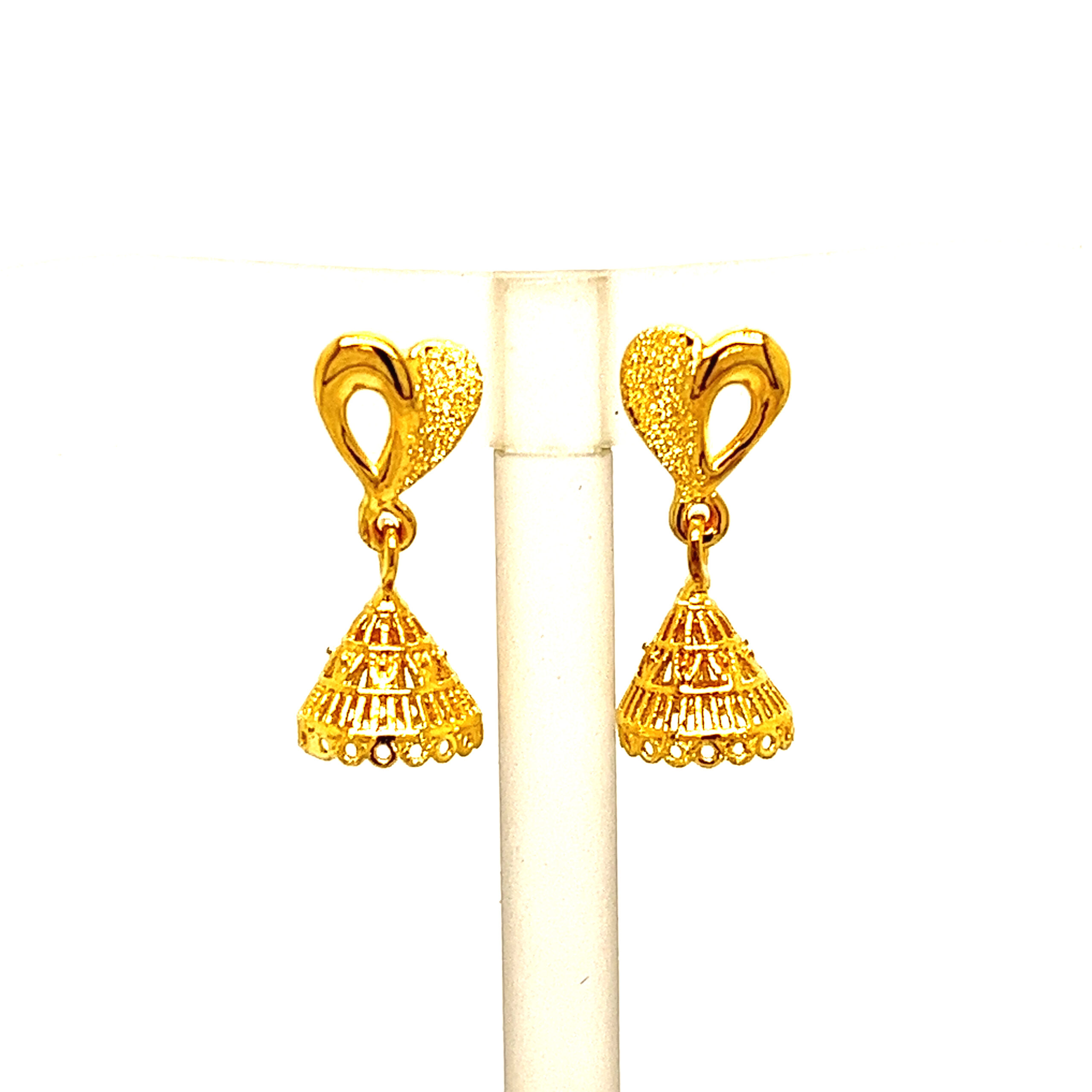 22k Yellow Gold Traditional Jhumki  Plain Earrings