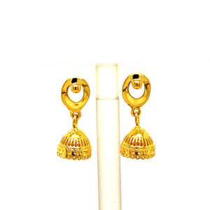 22k Yellow Gold Traditional Jhumki  Plain Earrings
