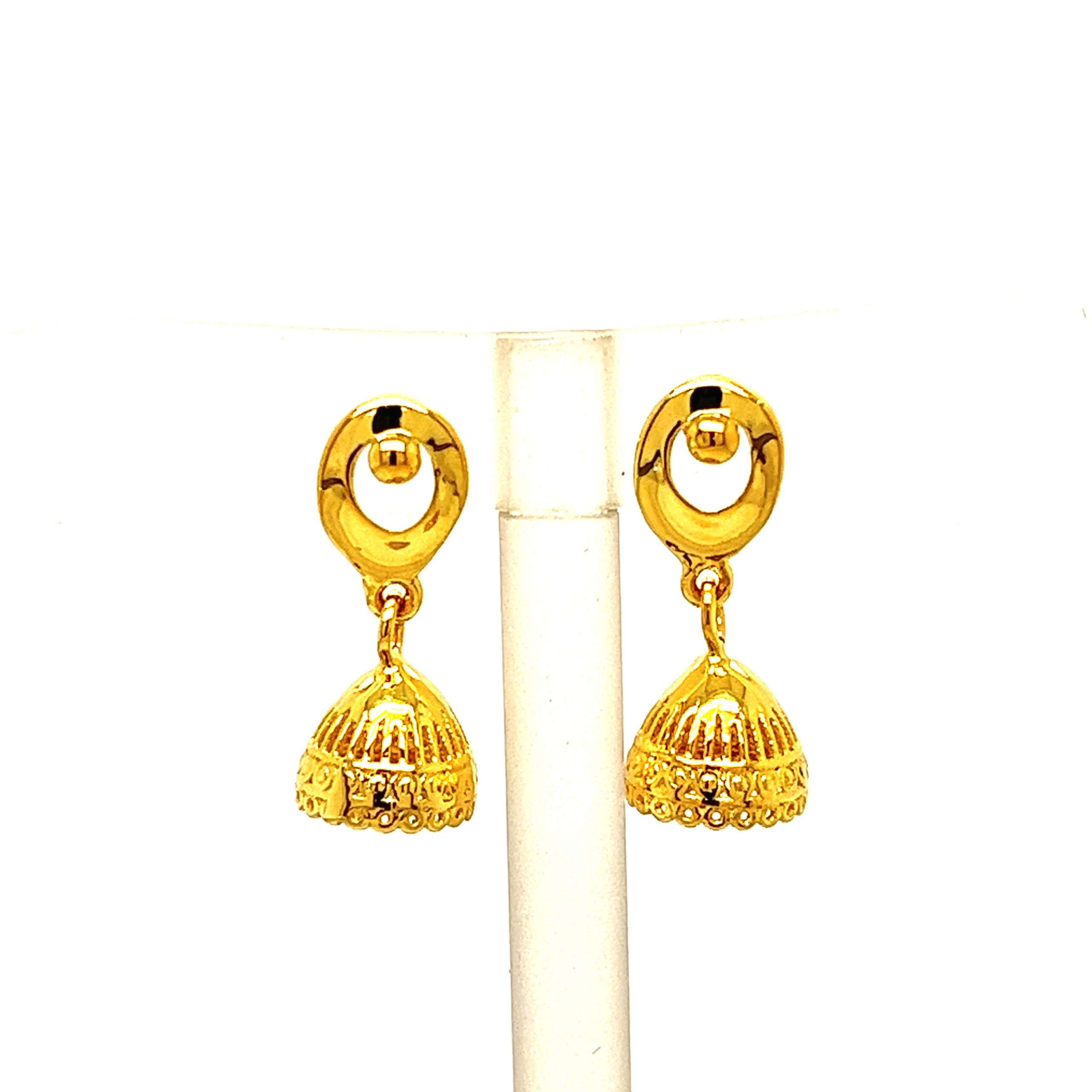 22k Yellow Gold Traditional Jhumki  Plain Earrings