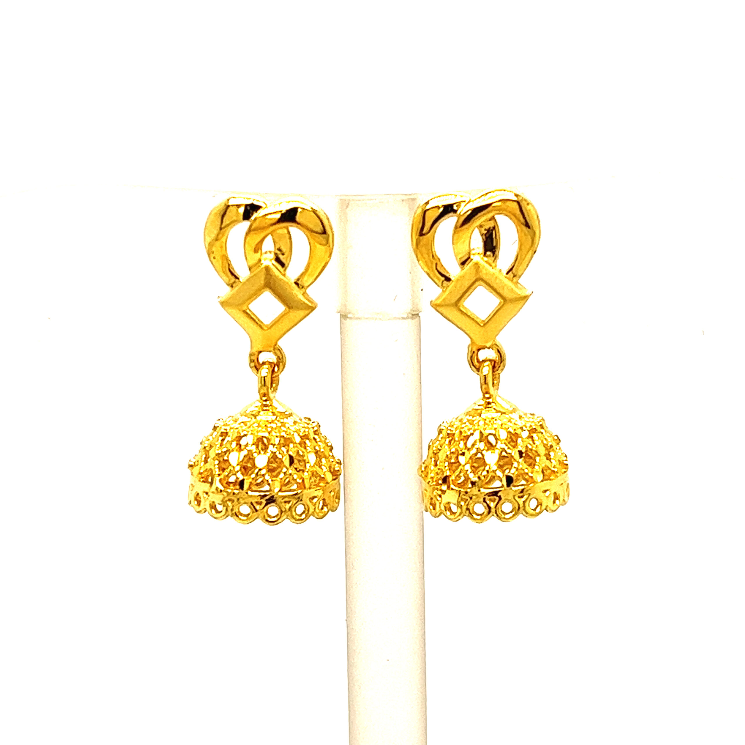 22k Yellow Gold Traditional Jhumki  Plain Earrings