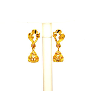 22k Yellow Gold Traditional Jhumki  Plain Earrings