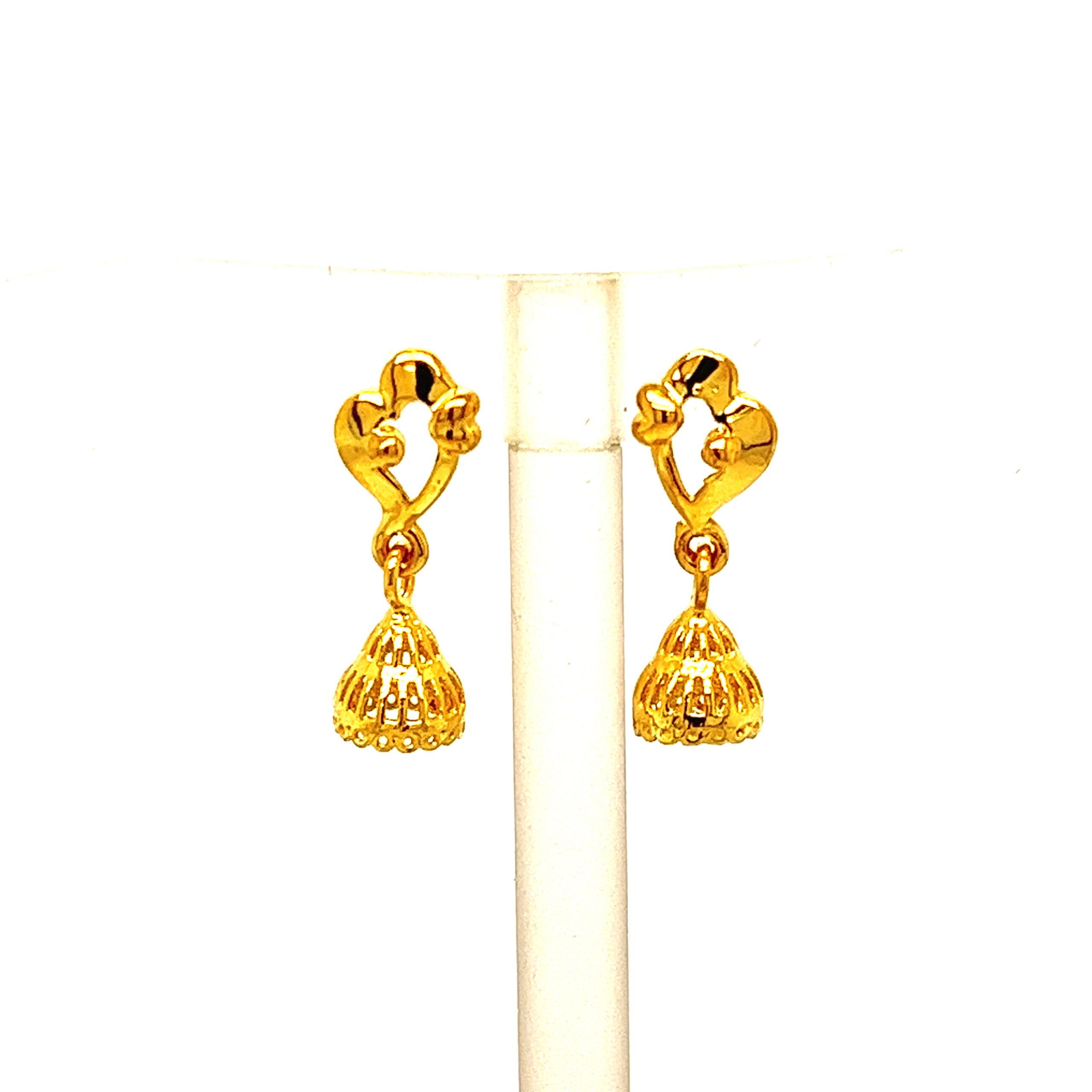 22k Yellow Gold Traditional Jhumki  Plain Earrings