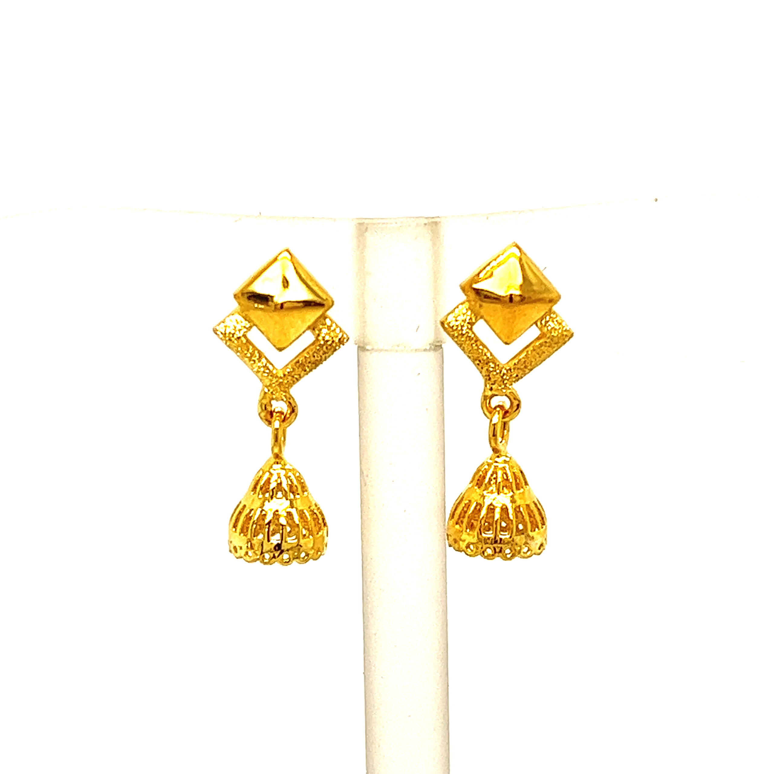 22k Yellow Gold Traditional Jhumki  Plain Earrings