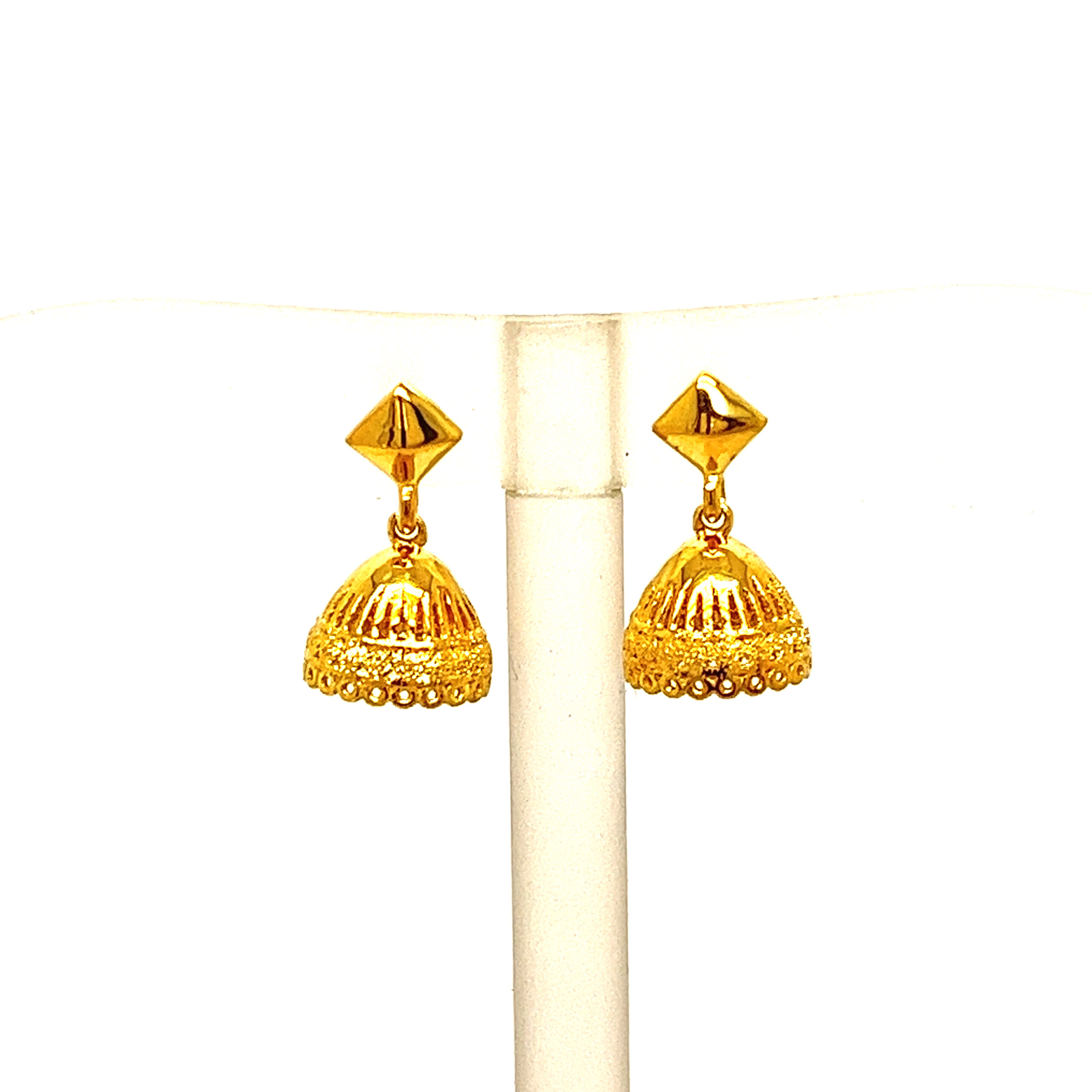 22k Yellow Gold Traditional Jhumki  Plain Earrings