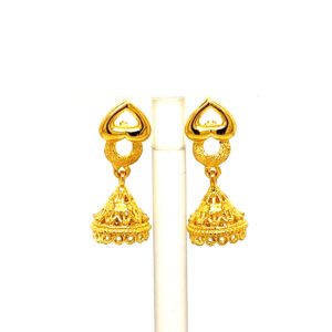 22k yellow gold traditional jhumki  plain earrings