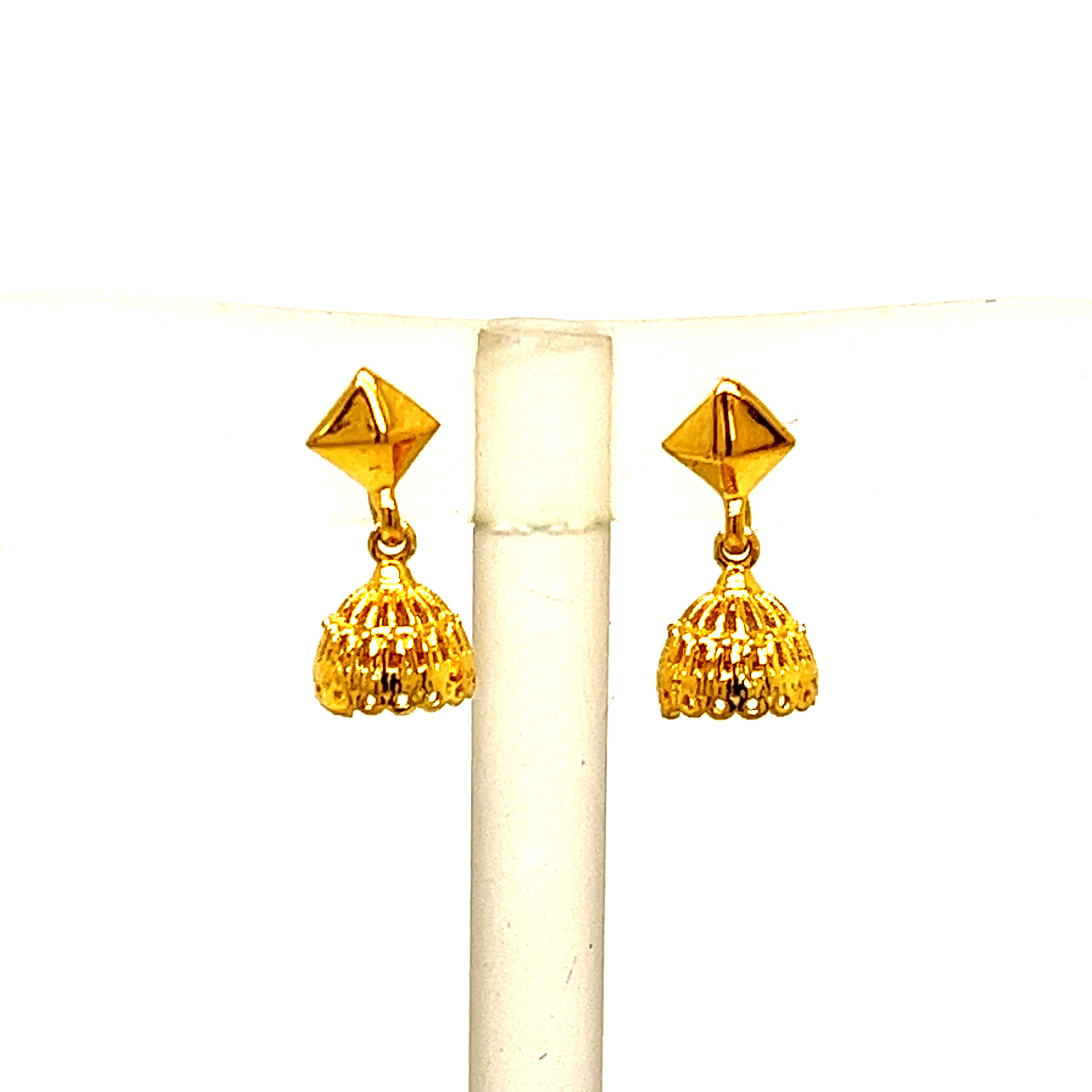 22k Yellow Gold Traditional Jhumki  Plain Earrings