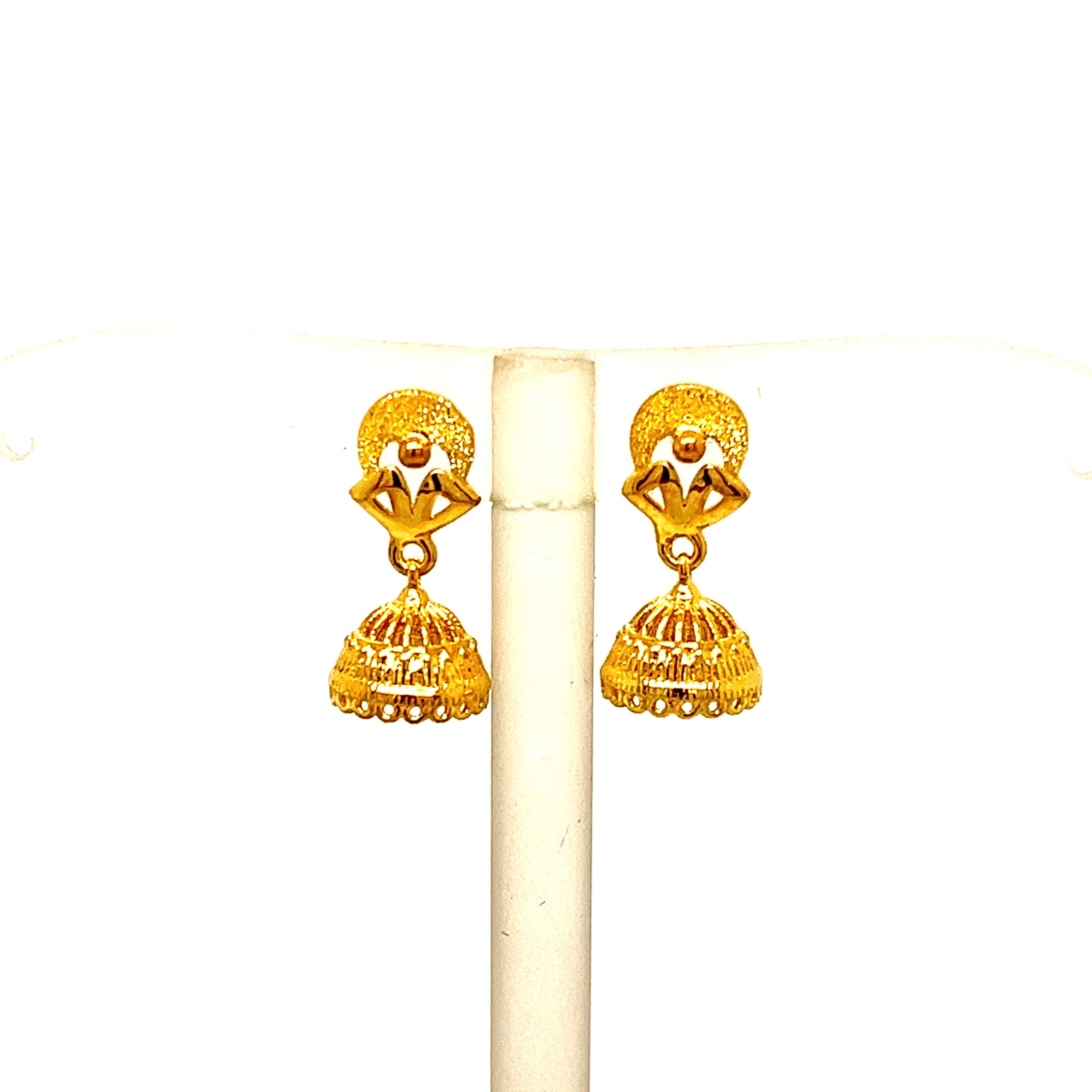 22k Yellow Gold Traditional Jhumki  Plain Earrings