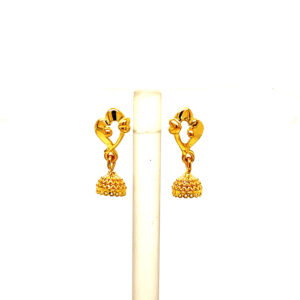 22k Yellow Gold Traditional Jhumki  Plain Earrings