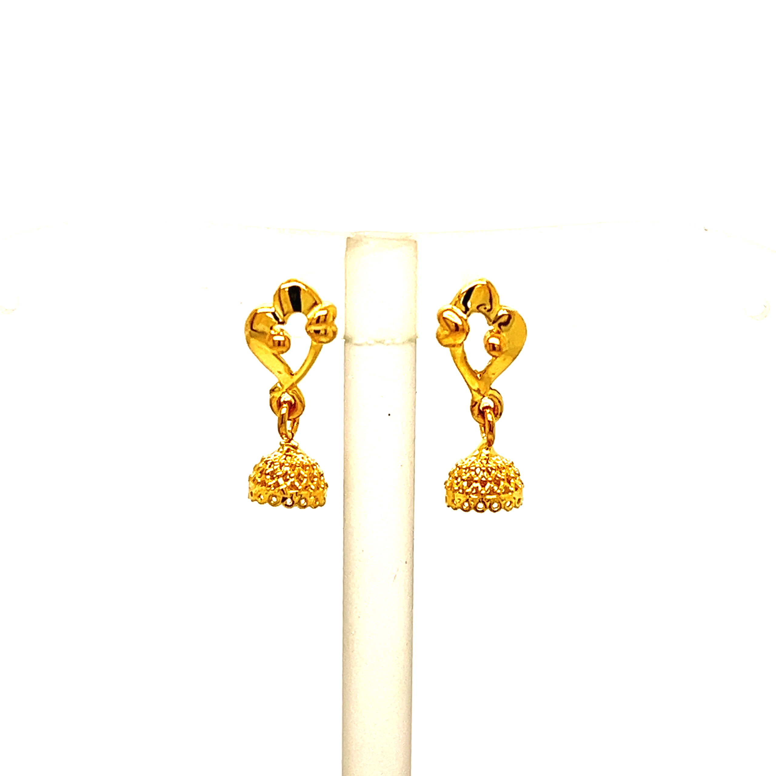 22k Yellow Gold Traditional Jhumki  Plain Earrings