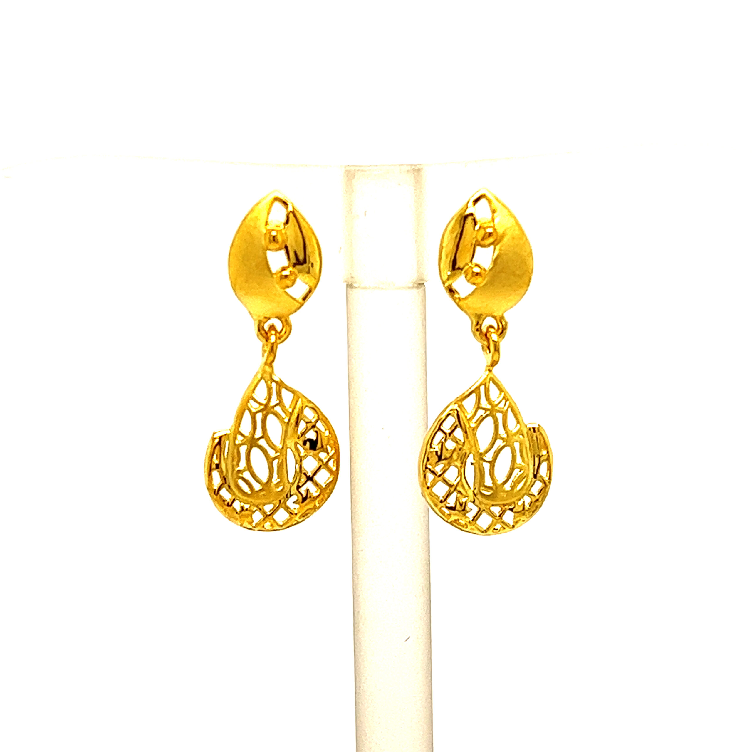 22k Yellow Gold Ultra Light Weight Sparkling Earrings