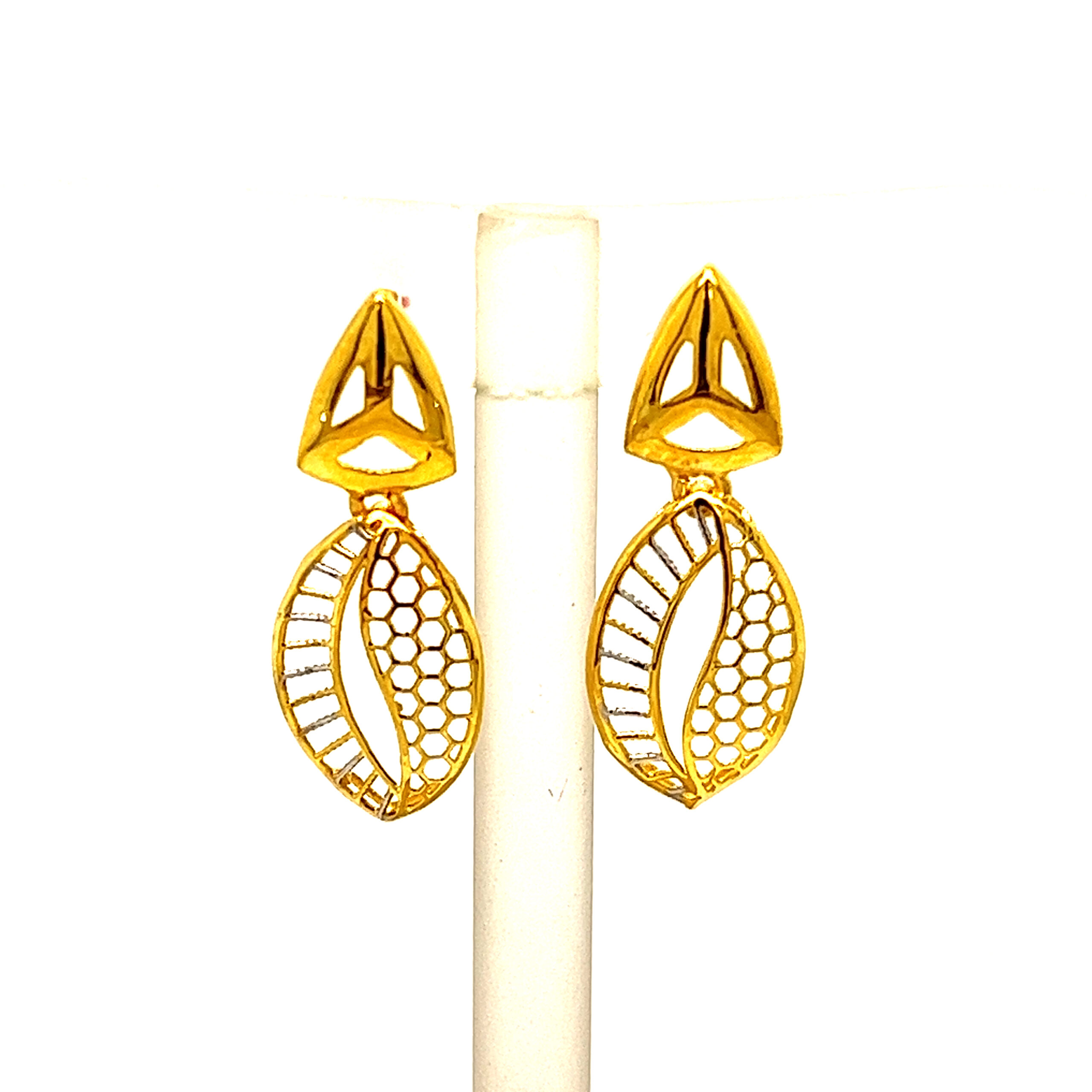 22k Yellow Gold Ultra Light Weight Dazzling Earrings