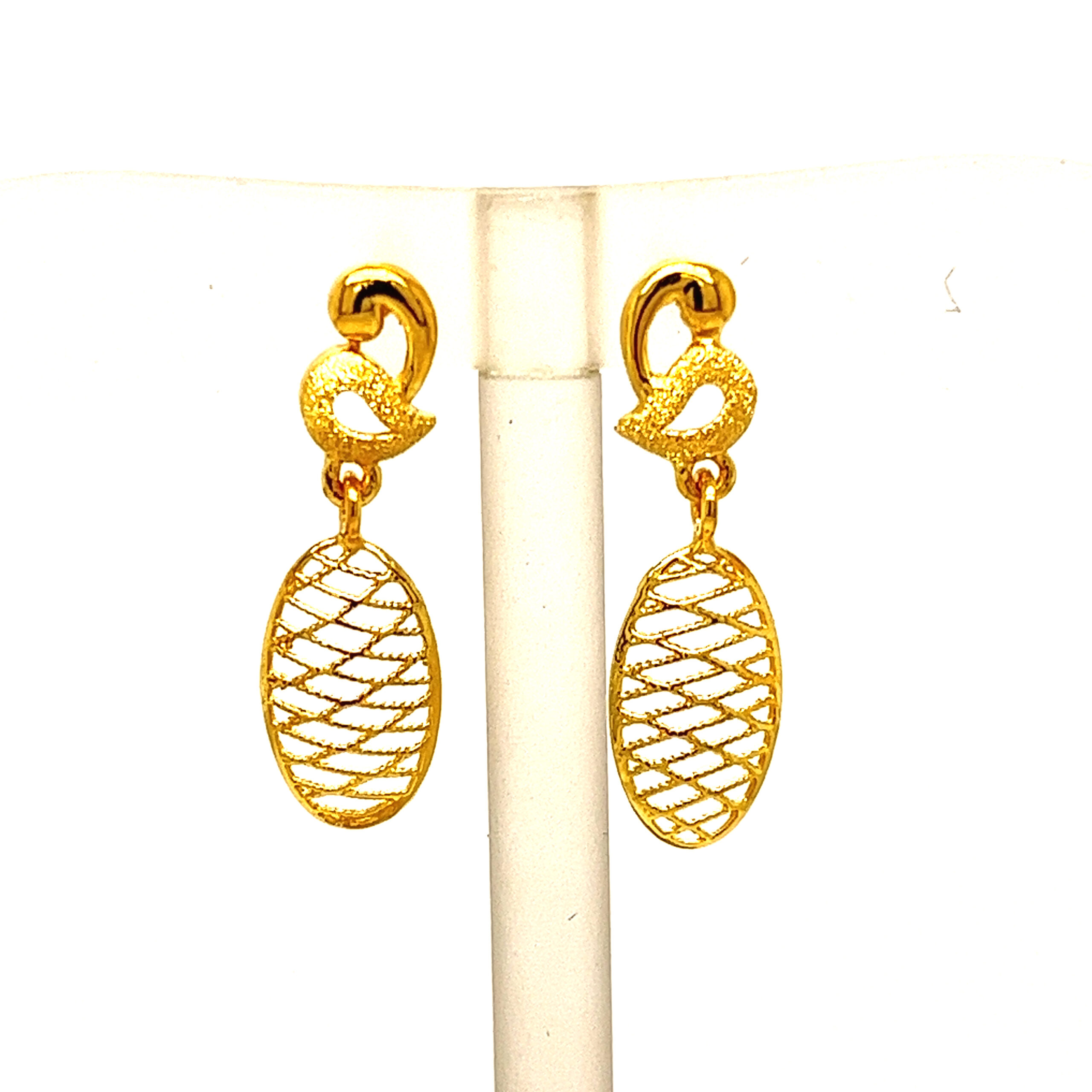 22k Yellow Gold Ultra Light Weight Unique Earrings