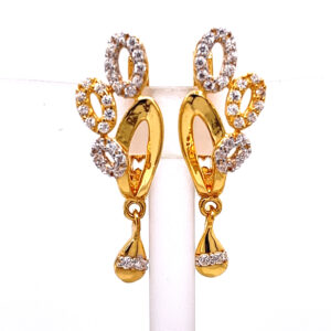 22k Yellow Gold CZ Elegant Bali Earrings