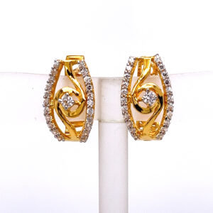 22k Yellow Gold CZ Beautiful Bali Earrings