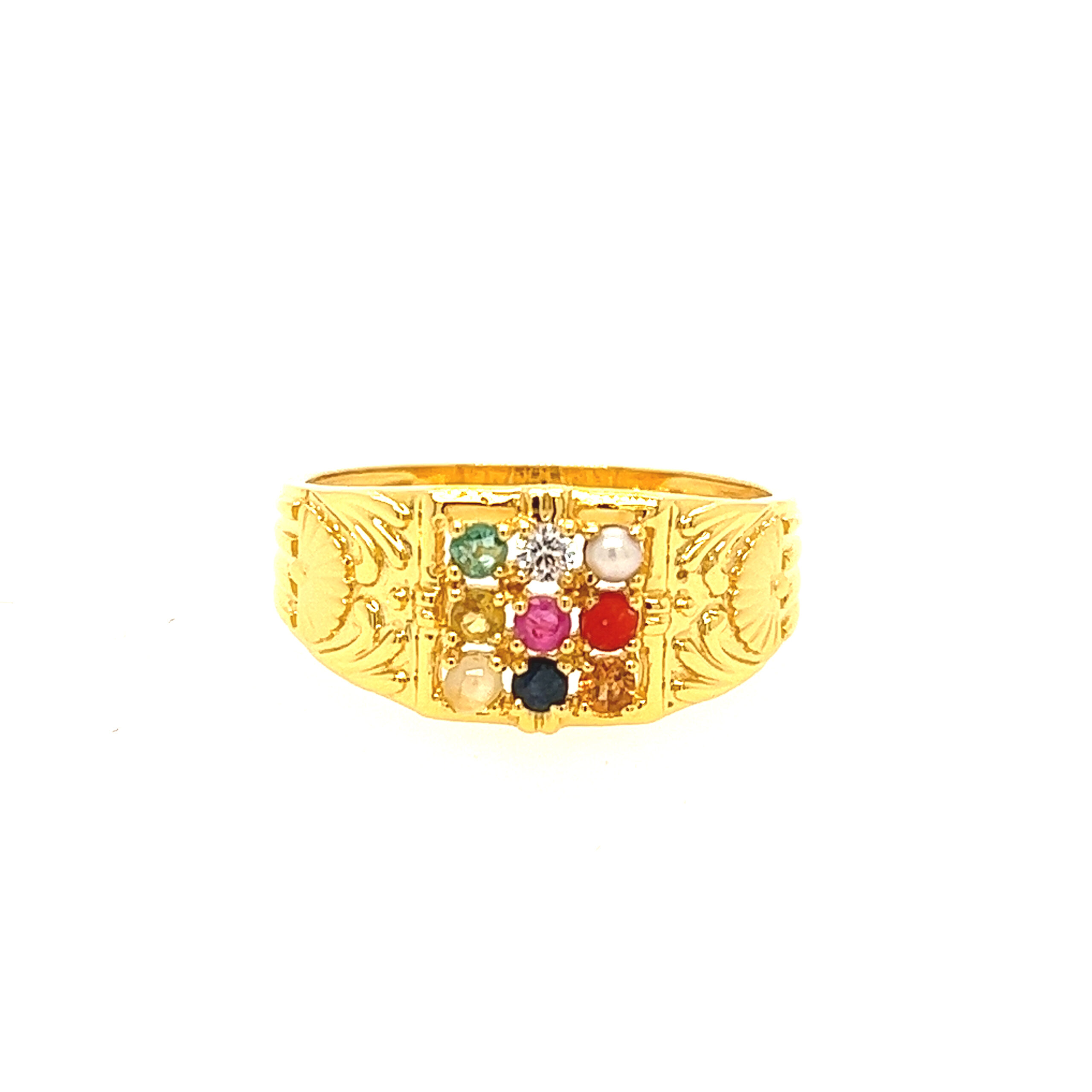 22k yellow gold navratan ring