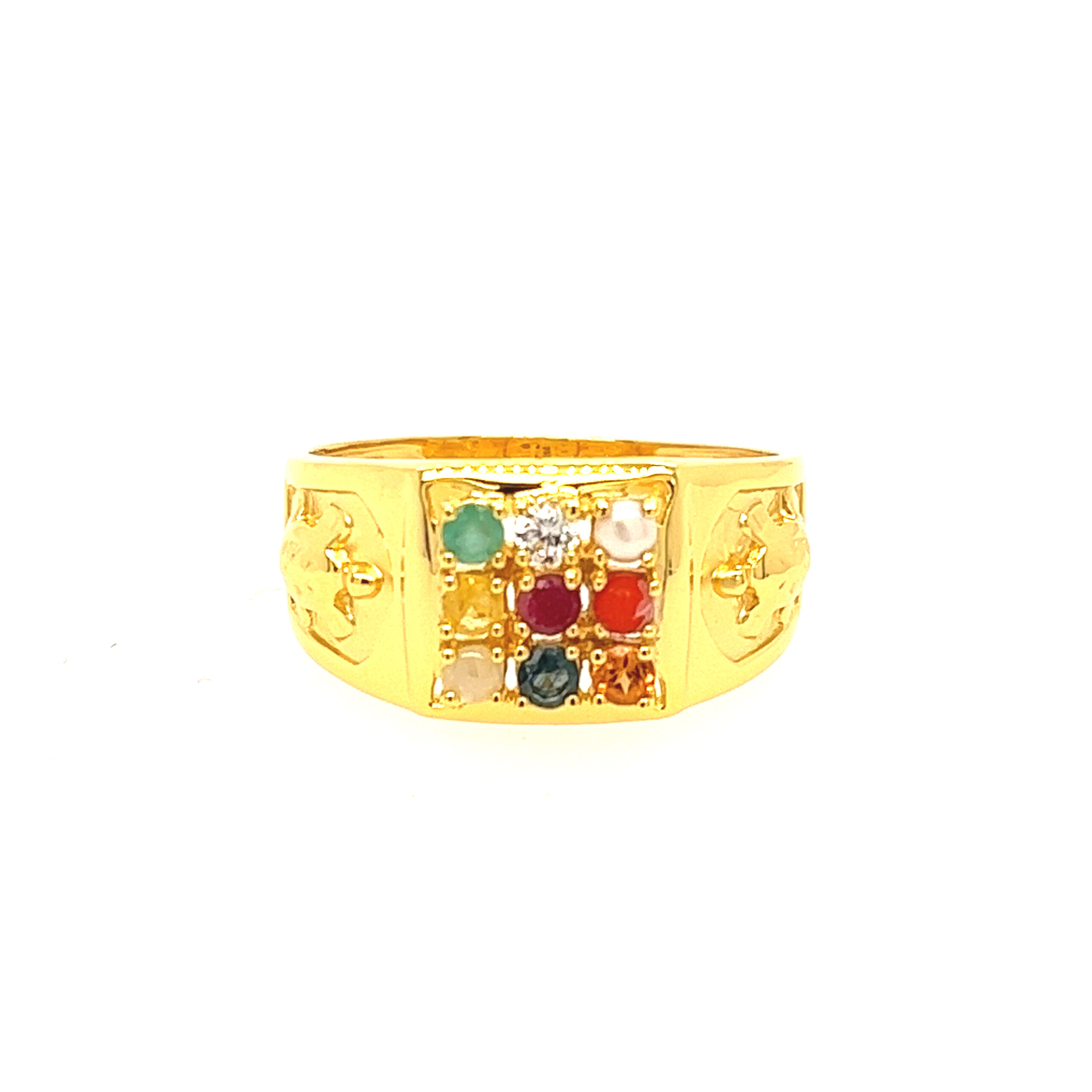 22k yellow gold navratan ring