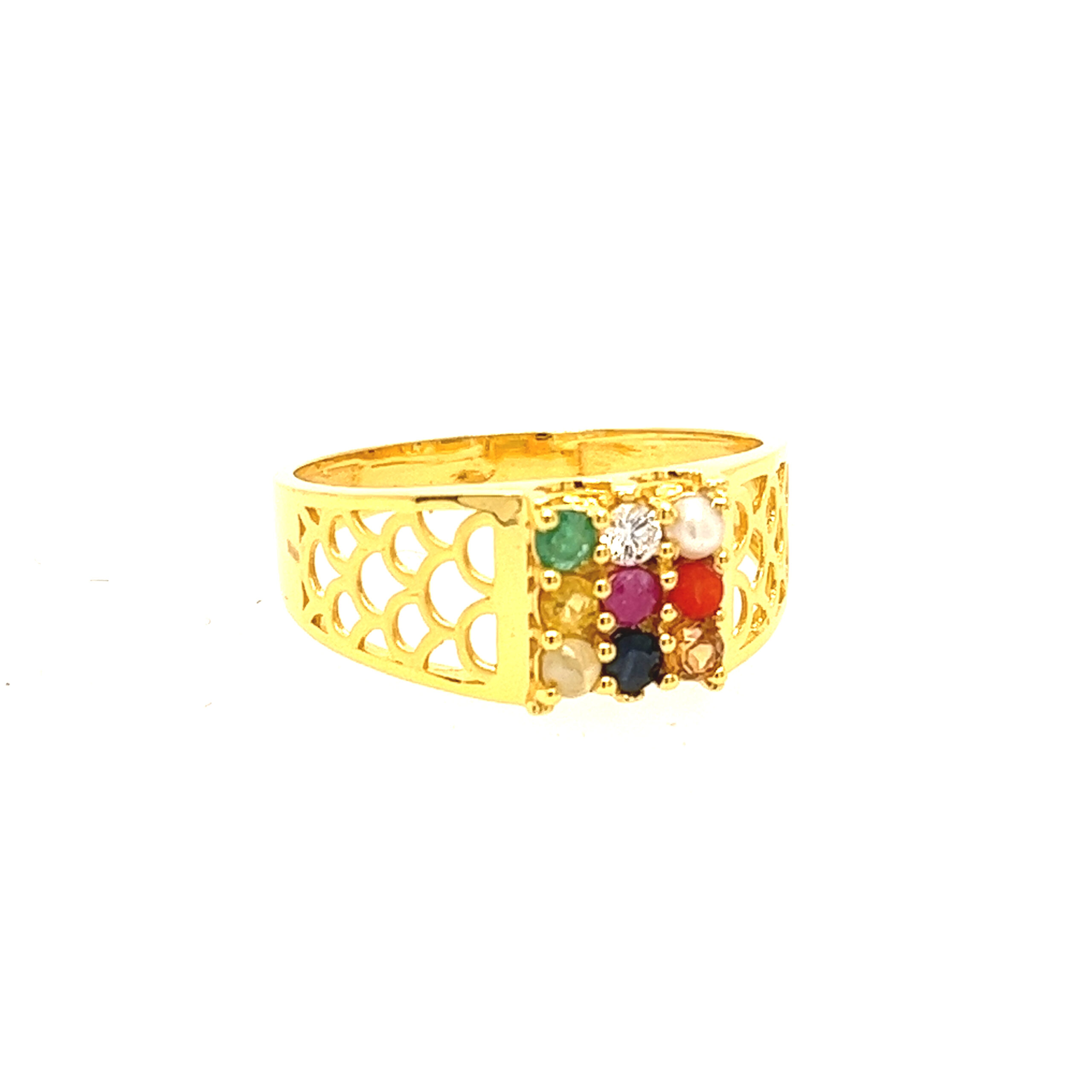 22k yellow gold navratan ring - Image 2