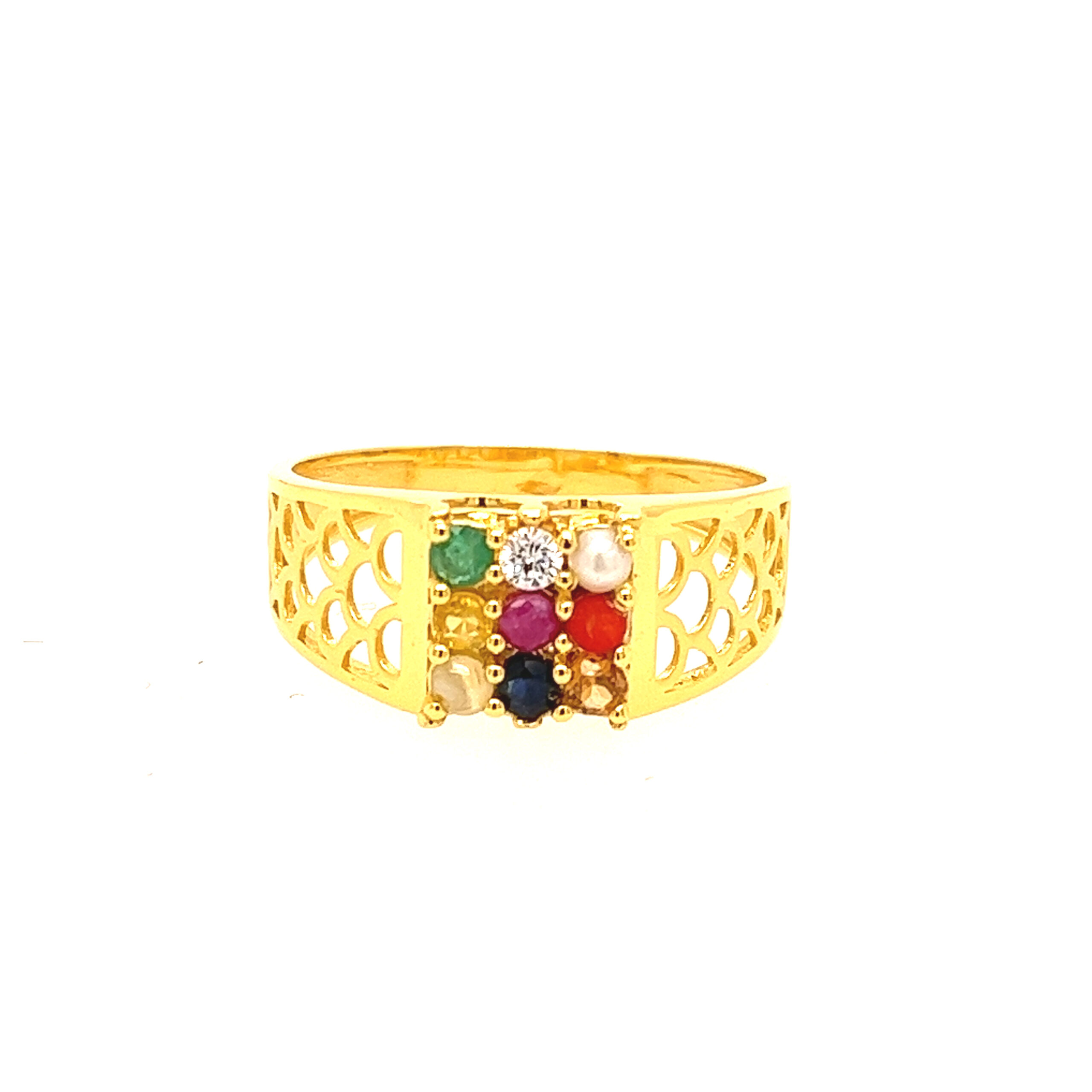 22k yellow gold navratan ring