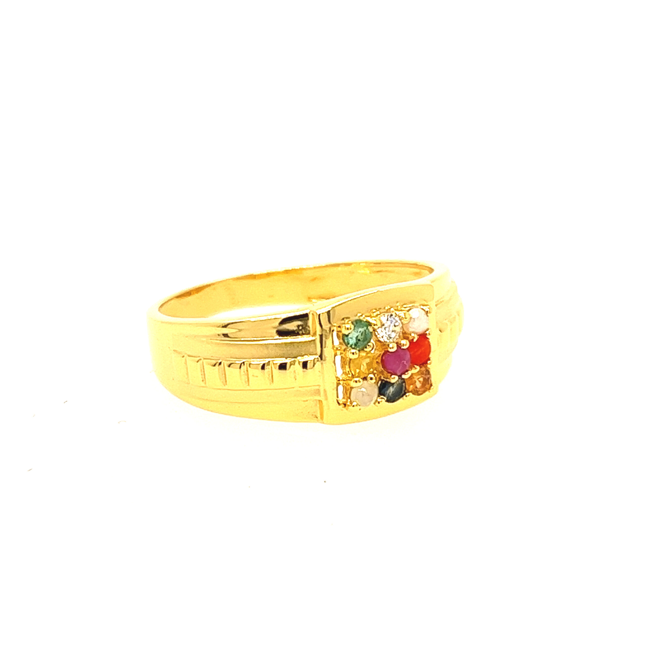 22k yellow gold navratan ring - Image 3