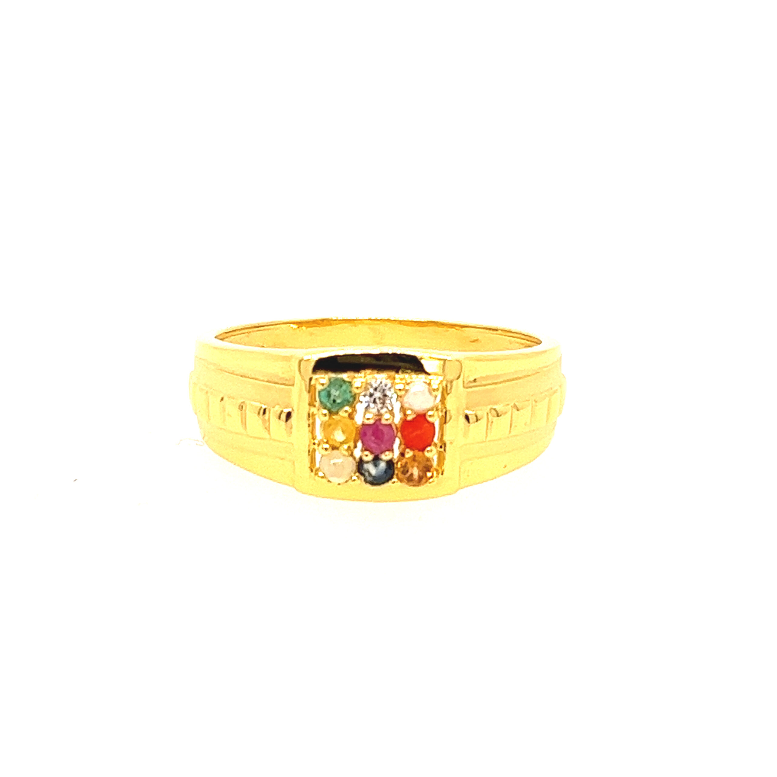 22k yellow gold navratan ring