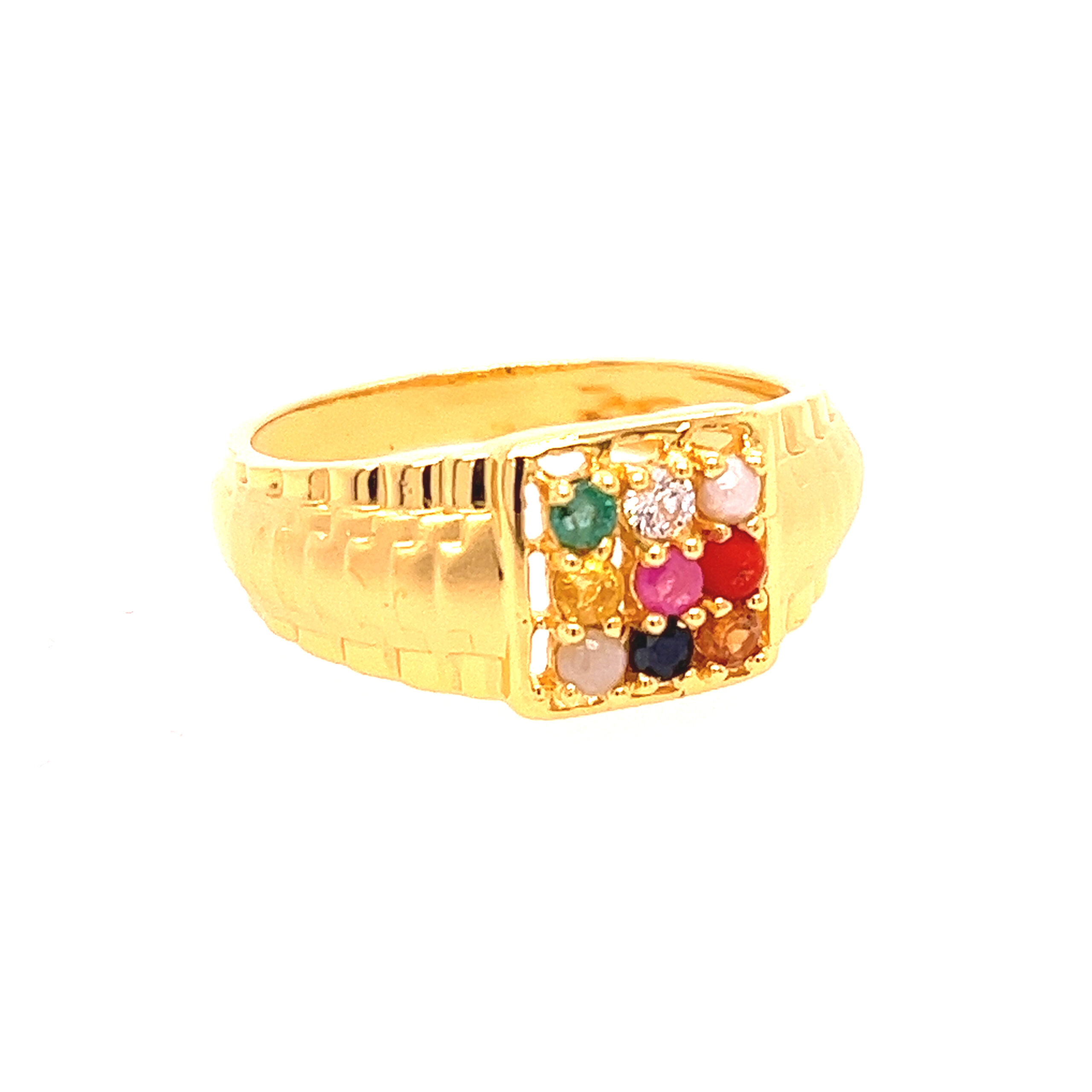 22k yellow gold navratan ring