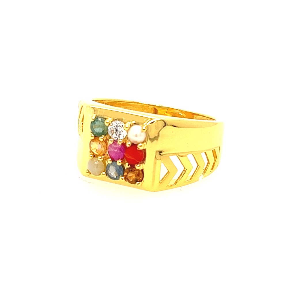 22k yellow gold navratan ring - Image 3