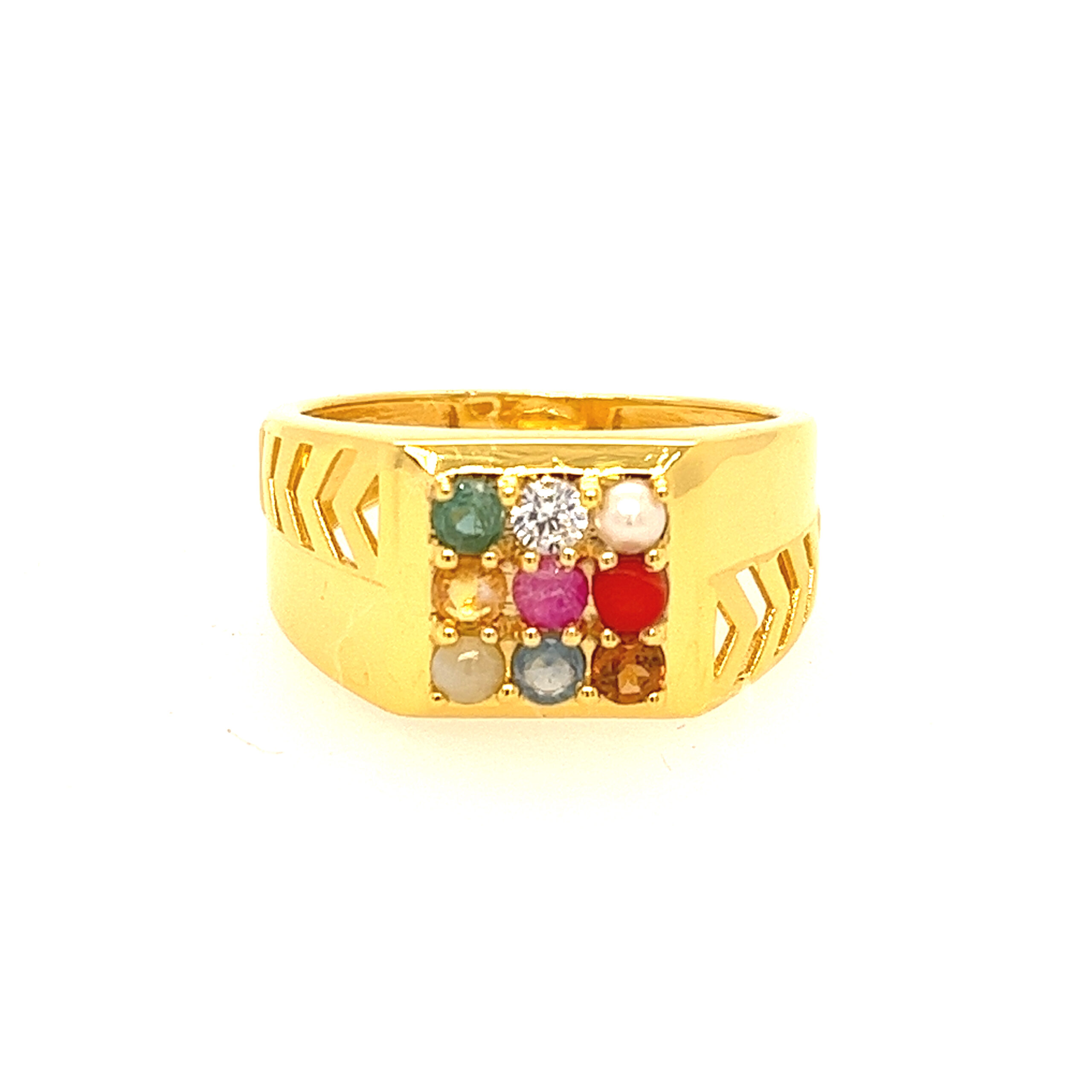 22k yellow gold navratan ring - Image 2