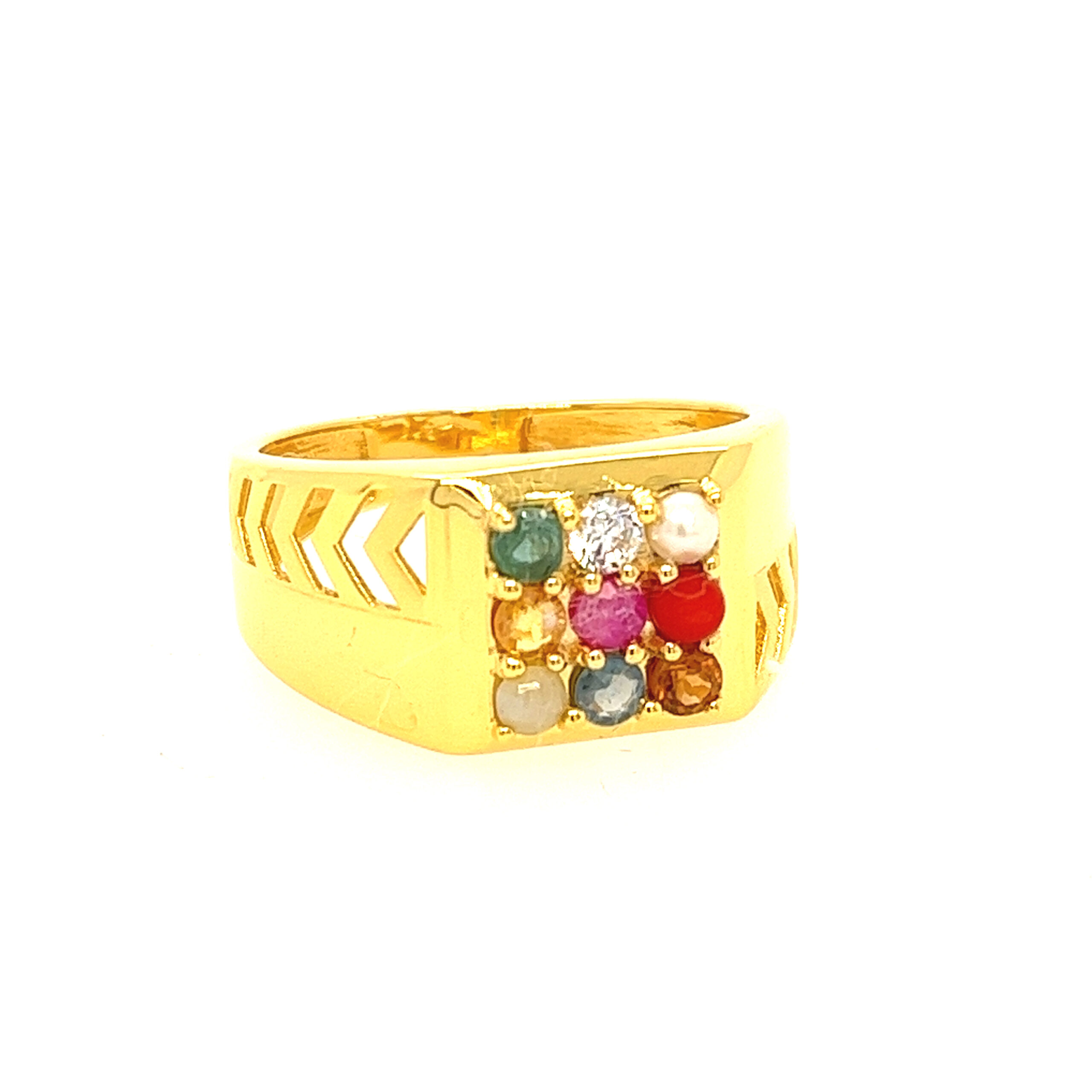 22k yellow gold navratan ring
