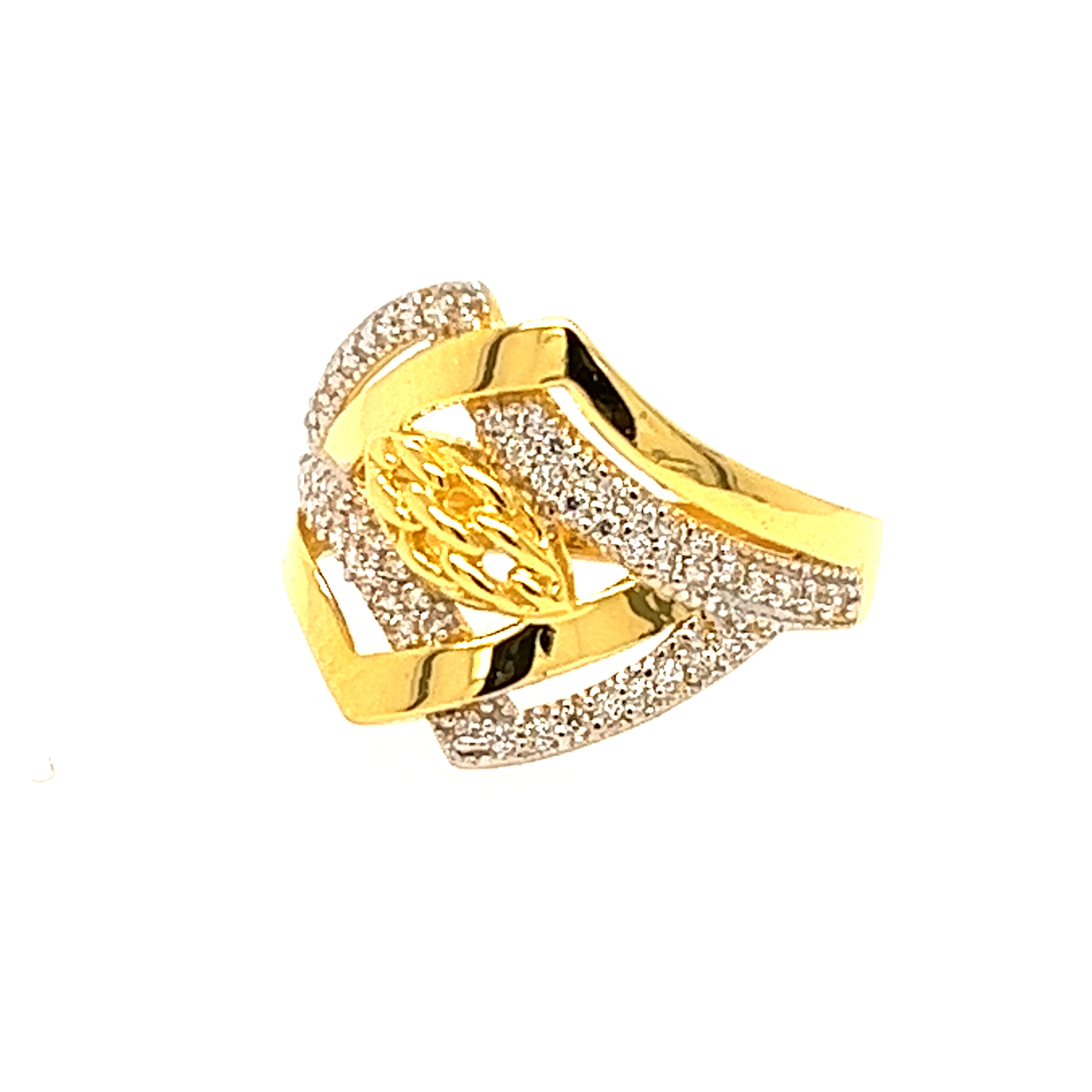 22k Yellow Gold Interlinked CZ Ring - Image 2