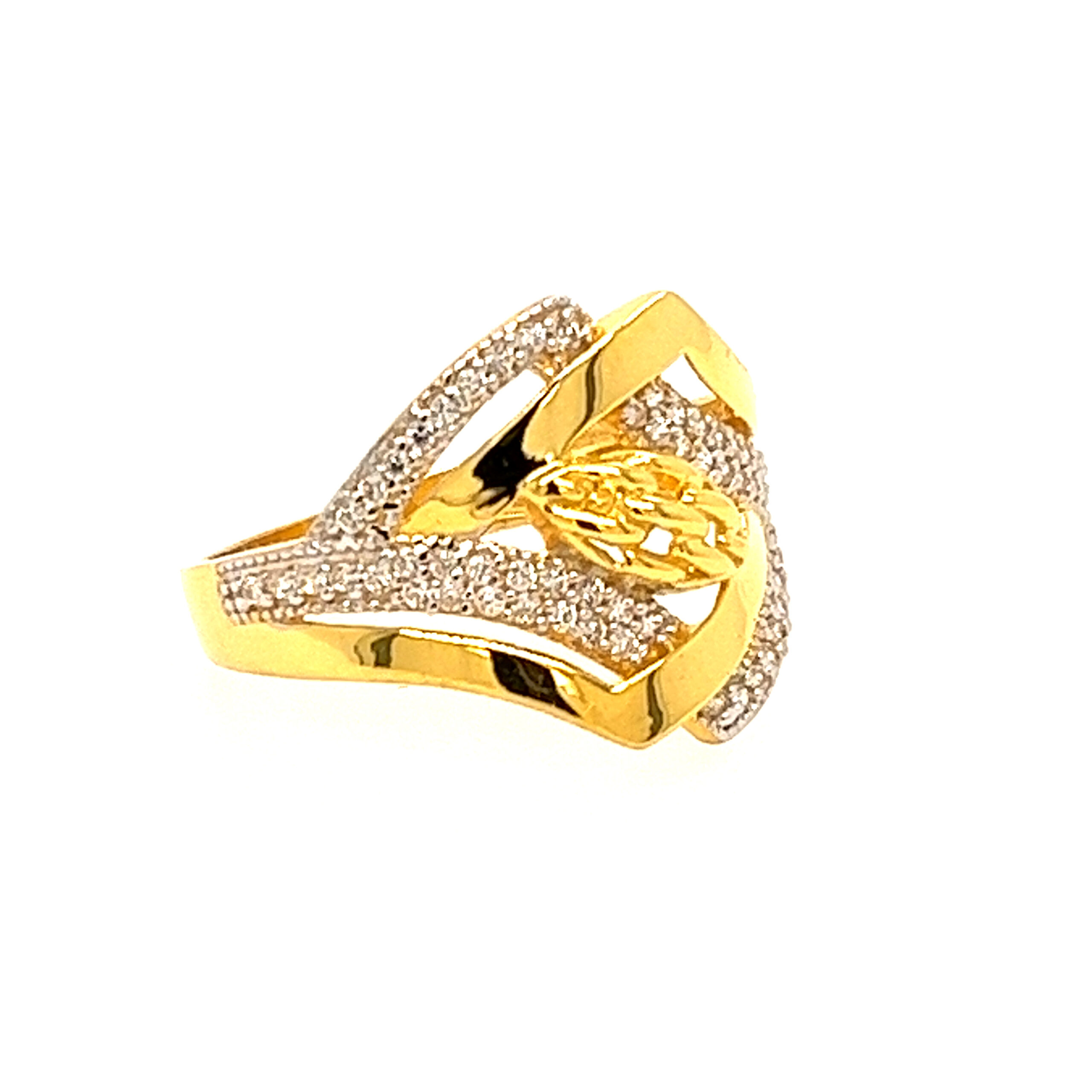 22k Yellow Gold Interlinked CZ Ring