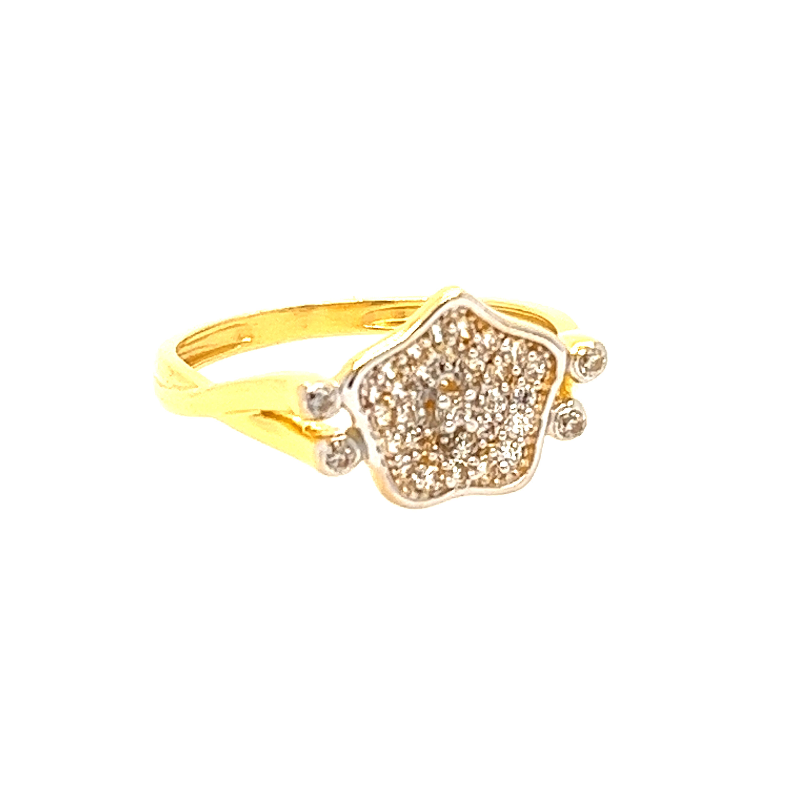 22k Yellow Cluster CZ Ring