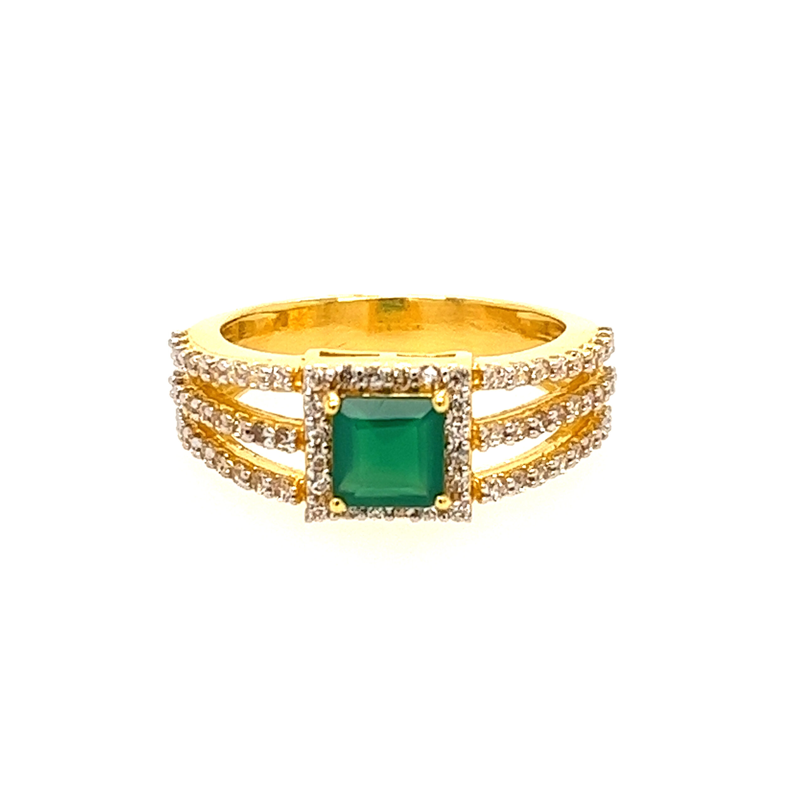 22k Yellow Gold Fluir CZ Ring - Image 2