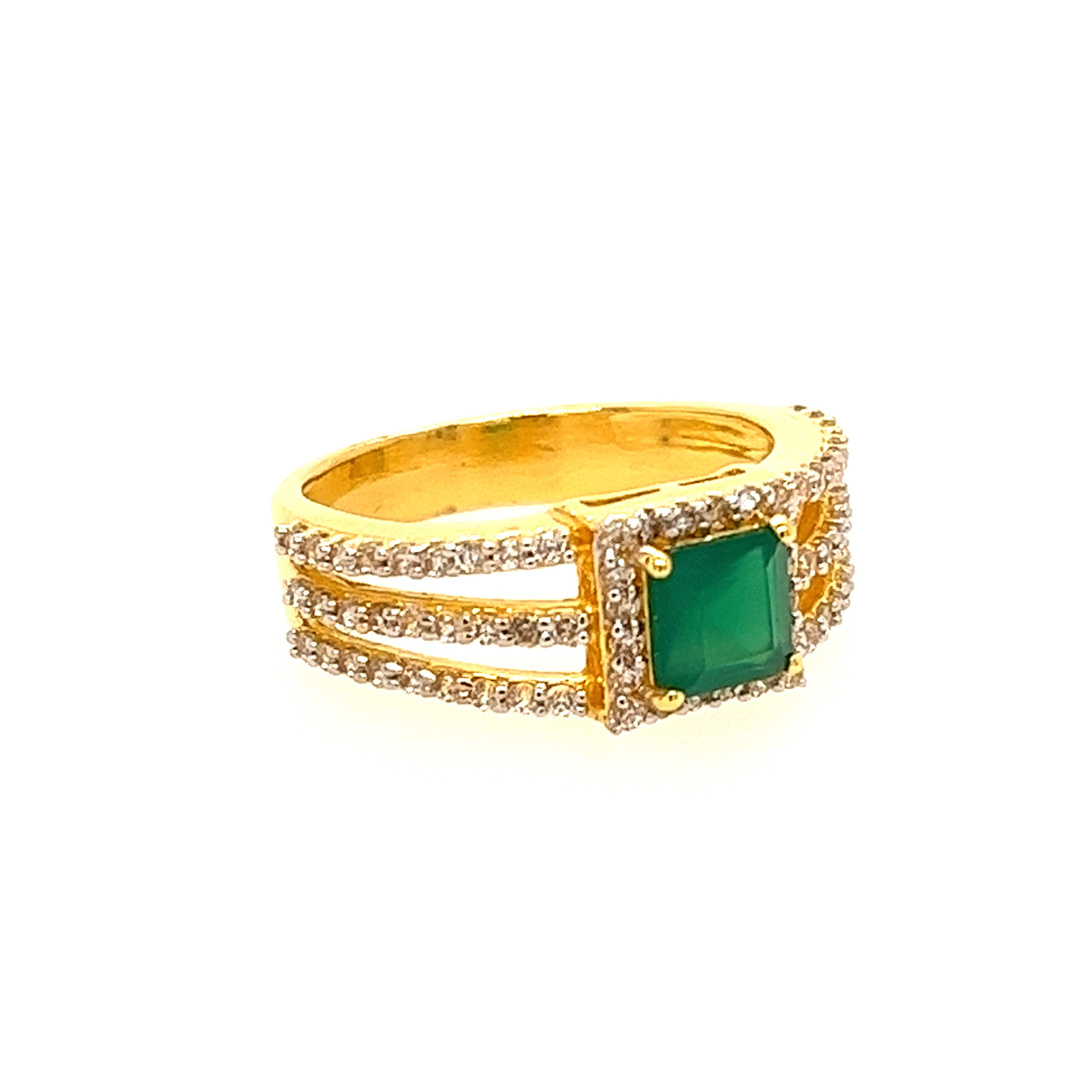22k Yellow Gold Fluir CZ Ring