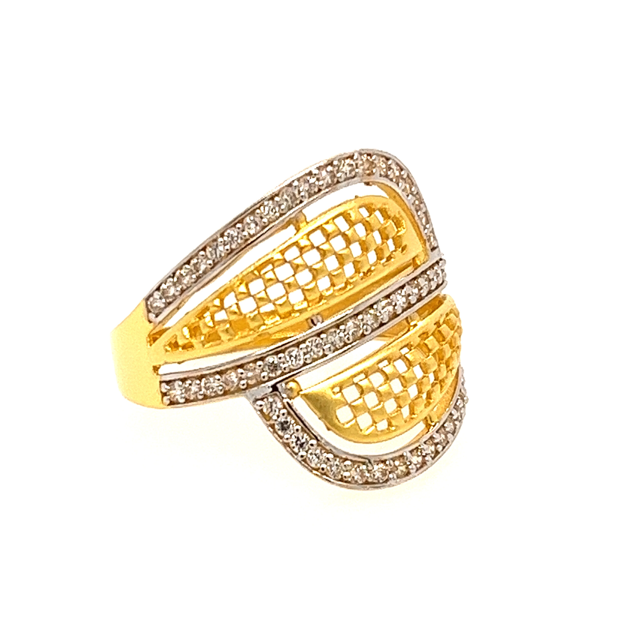 22k Yellow Gold Designer CZ Ring - Image 2