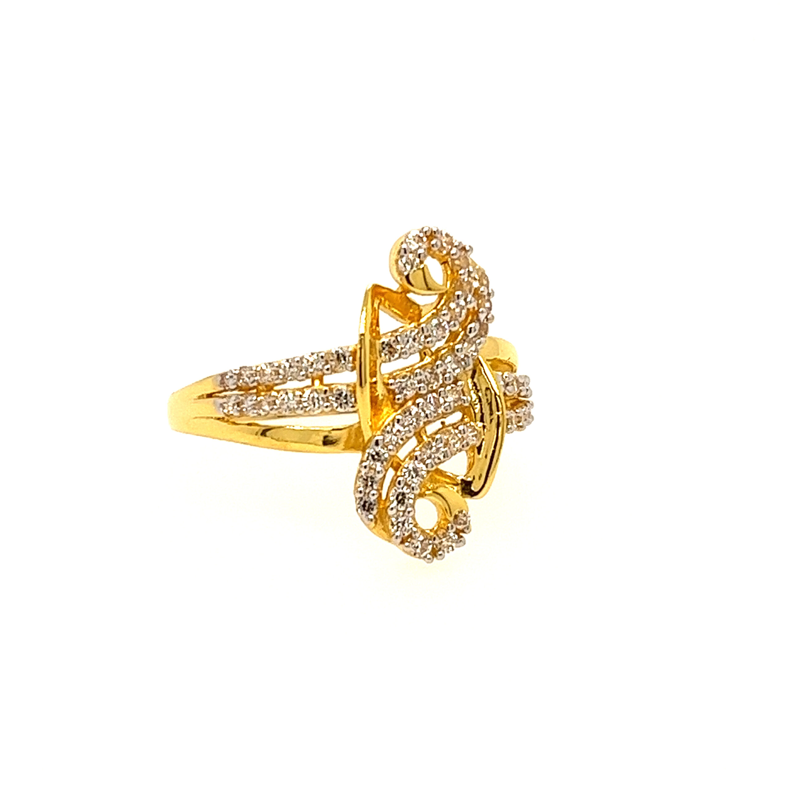 22k Yellow Gold Stylish CZ Ring