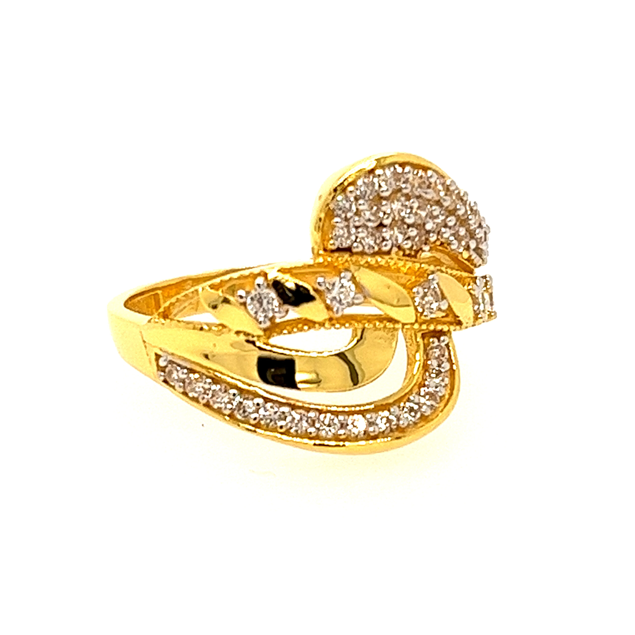 22k Yellow Gold Crossover CZ Ring