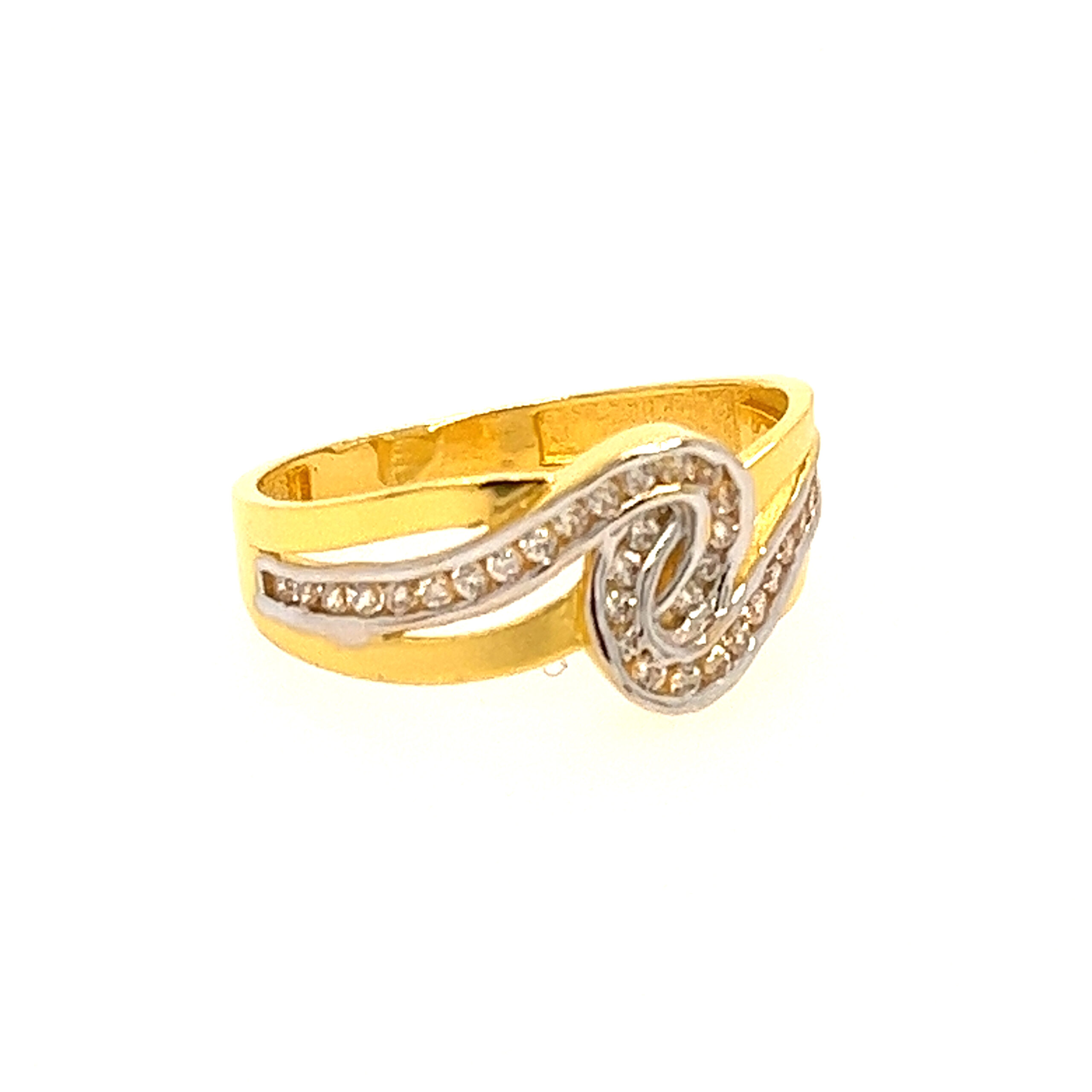 22k Yellow Gold Classic Casual CZ Ring