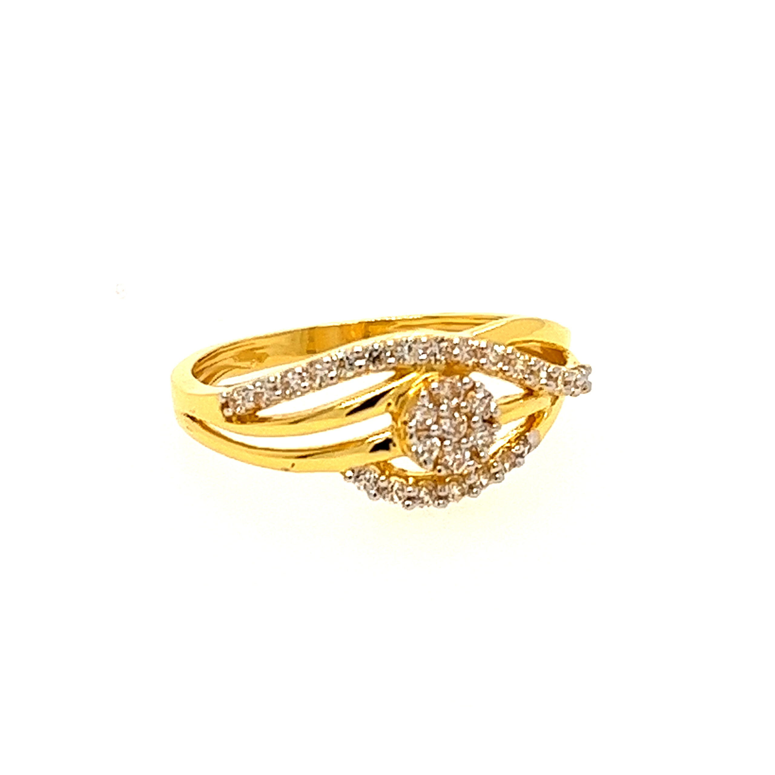 22k Yellow Gold Blooming Floral CZ Ring