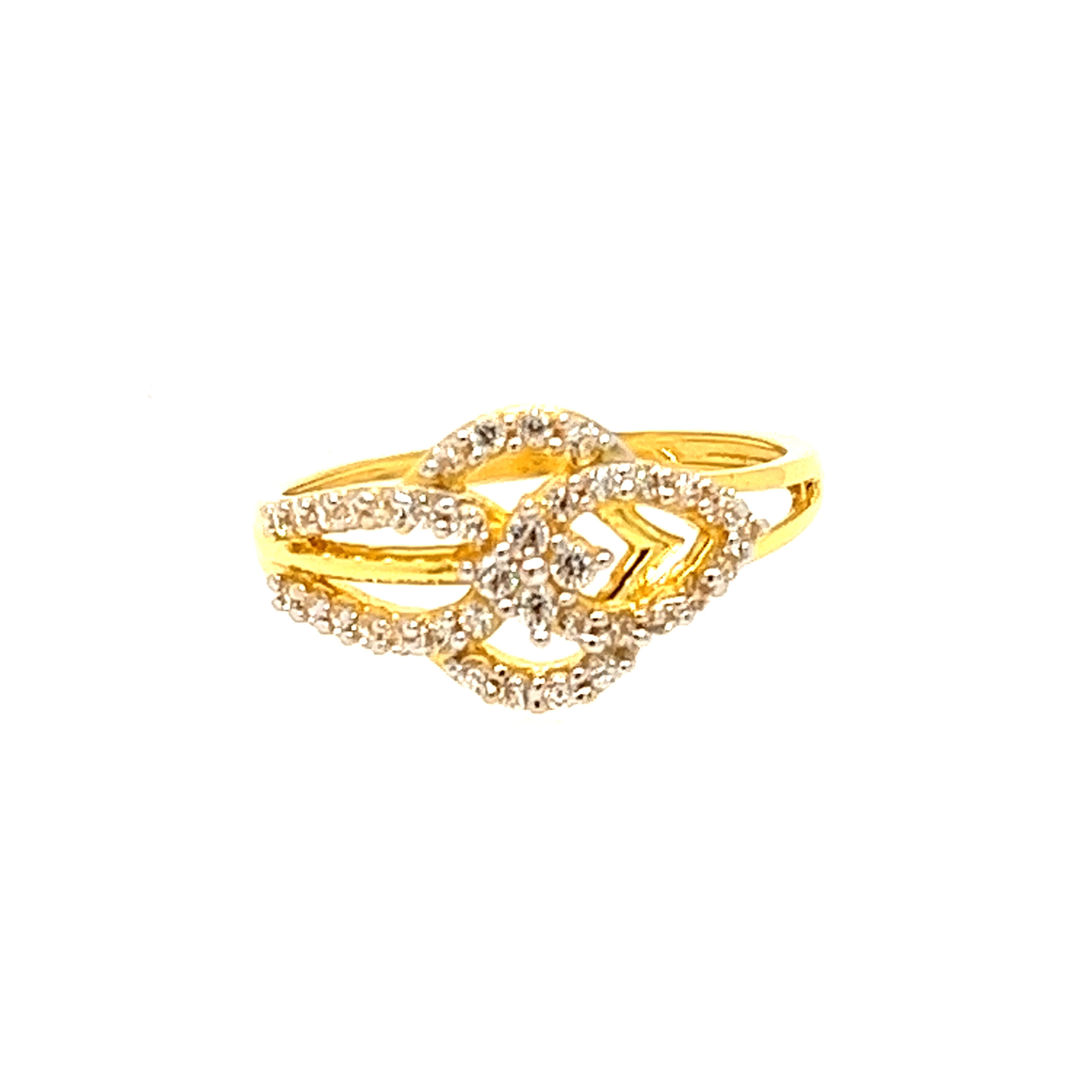 22k Yellow Gold Blossom CZ Ring - Image 2
